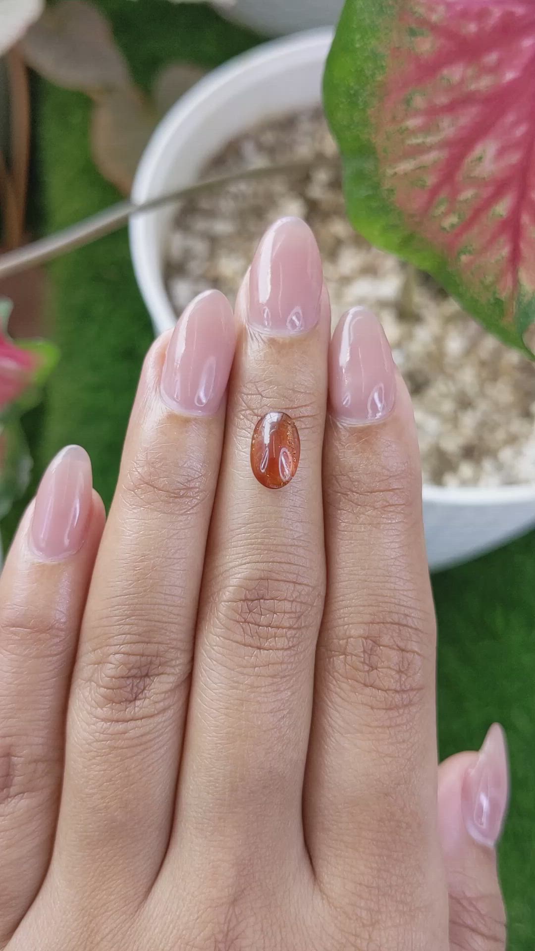 2.07 Ct. Orange Cabochon Hessonite Garnet from Madagascar Size Video