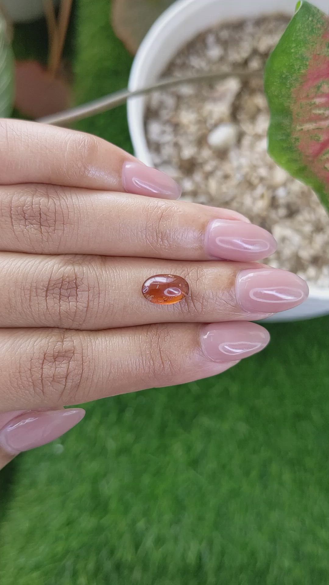 2.07 Ct. Orange Cabochon Hessonite Garnet from Madagascar Size Video