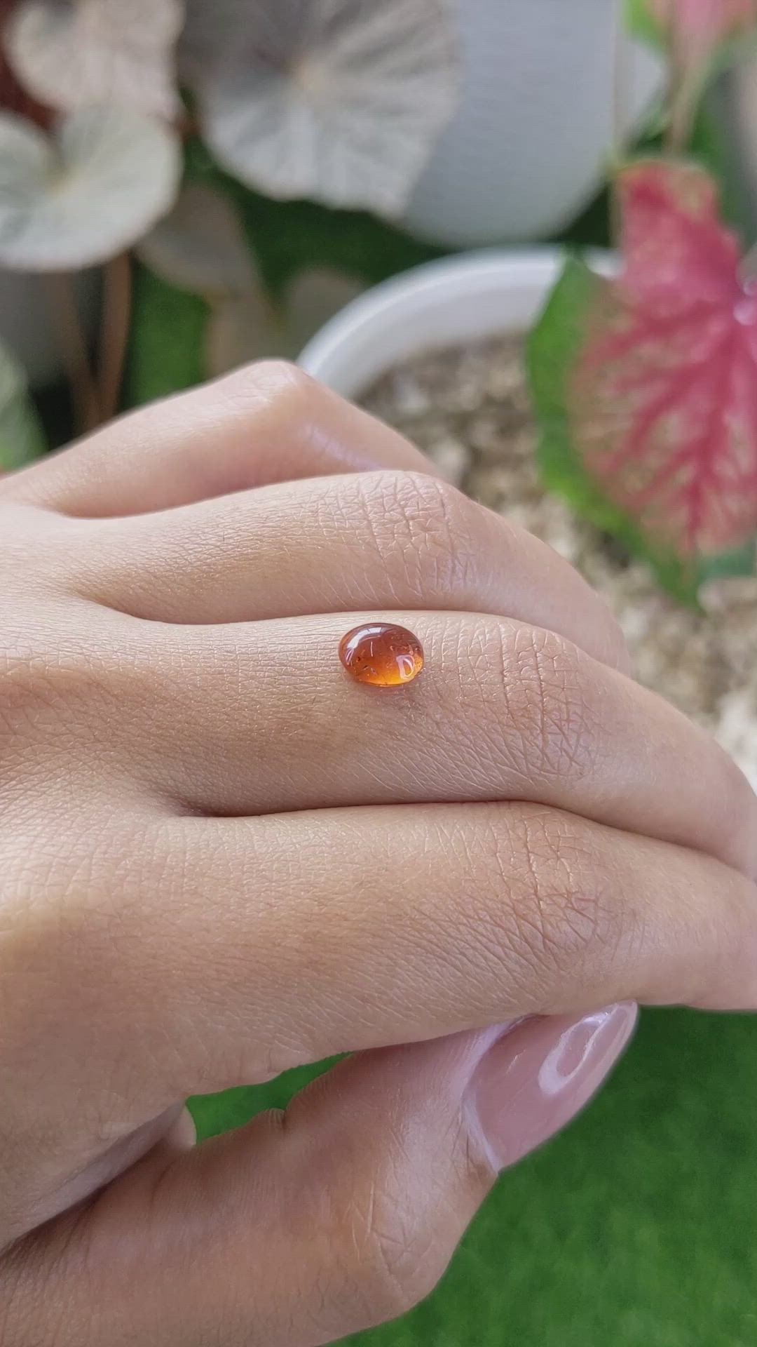 1.48 Ct. Orange Cabochon Hessonite Garnet from Madagascar Size Video
