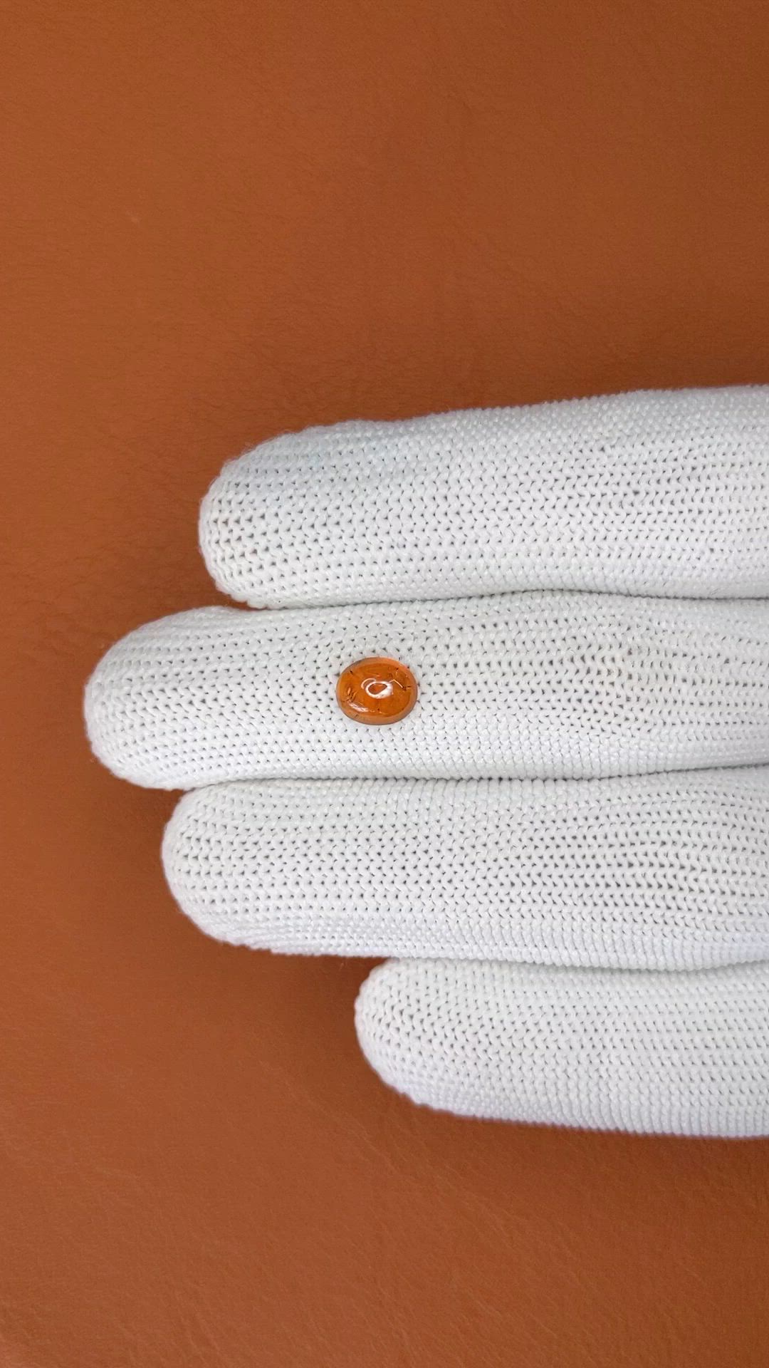 1.48 Ct. Orange Cabochon Hessonite Garnet from Madagascar Size Video