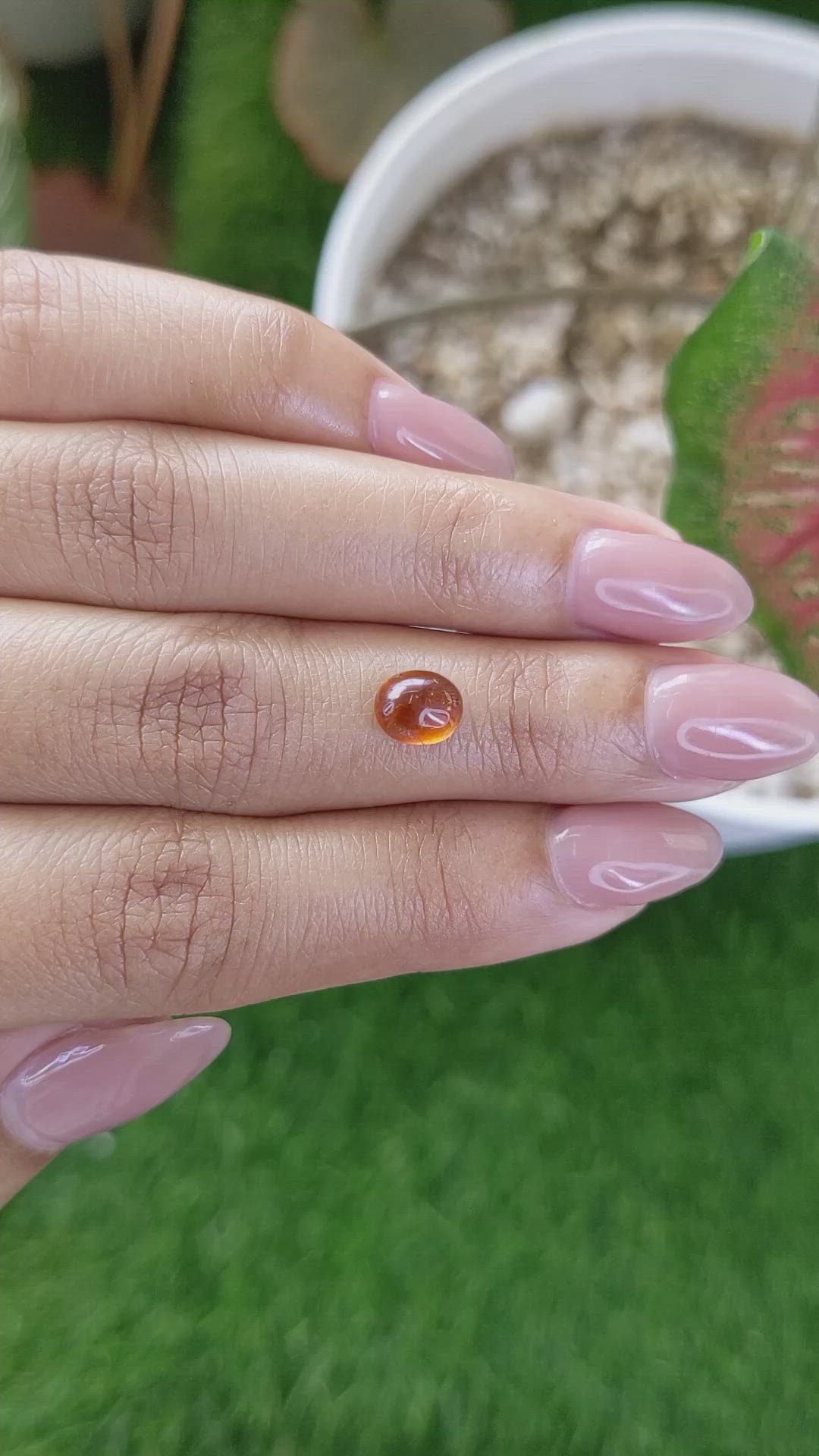 1.48 Ct. Orange Cabochon Hessonite Garnet from Madagascar Size Video