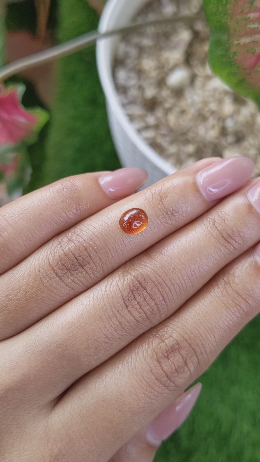 1.48 Ct. Orange Cabochon Hessonite Garnet from Madagascar Size Video