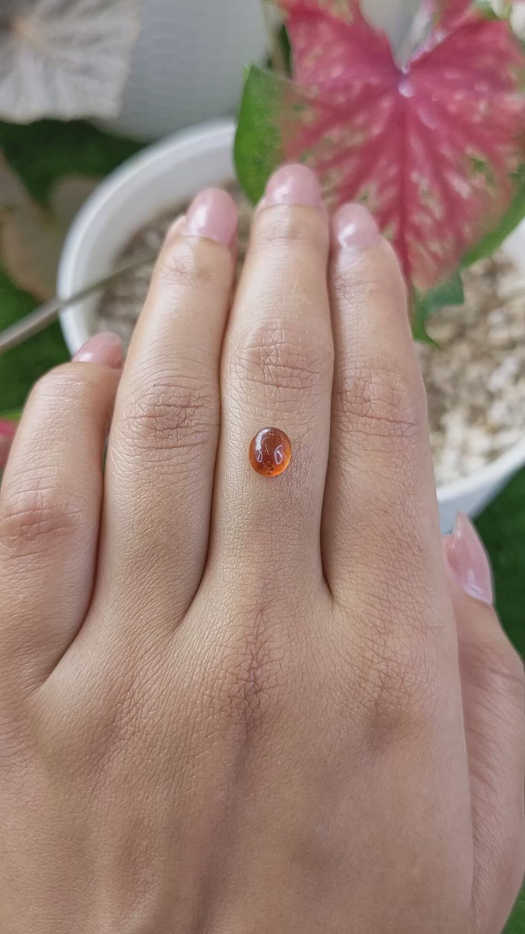 1.48 Ct. Orange Cabochon Hessonite Garnet from Madagascar Size Video