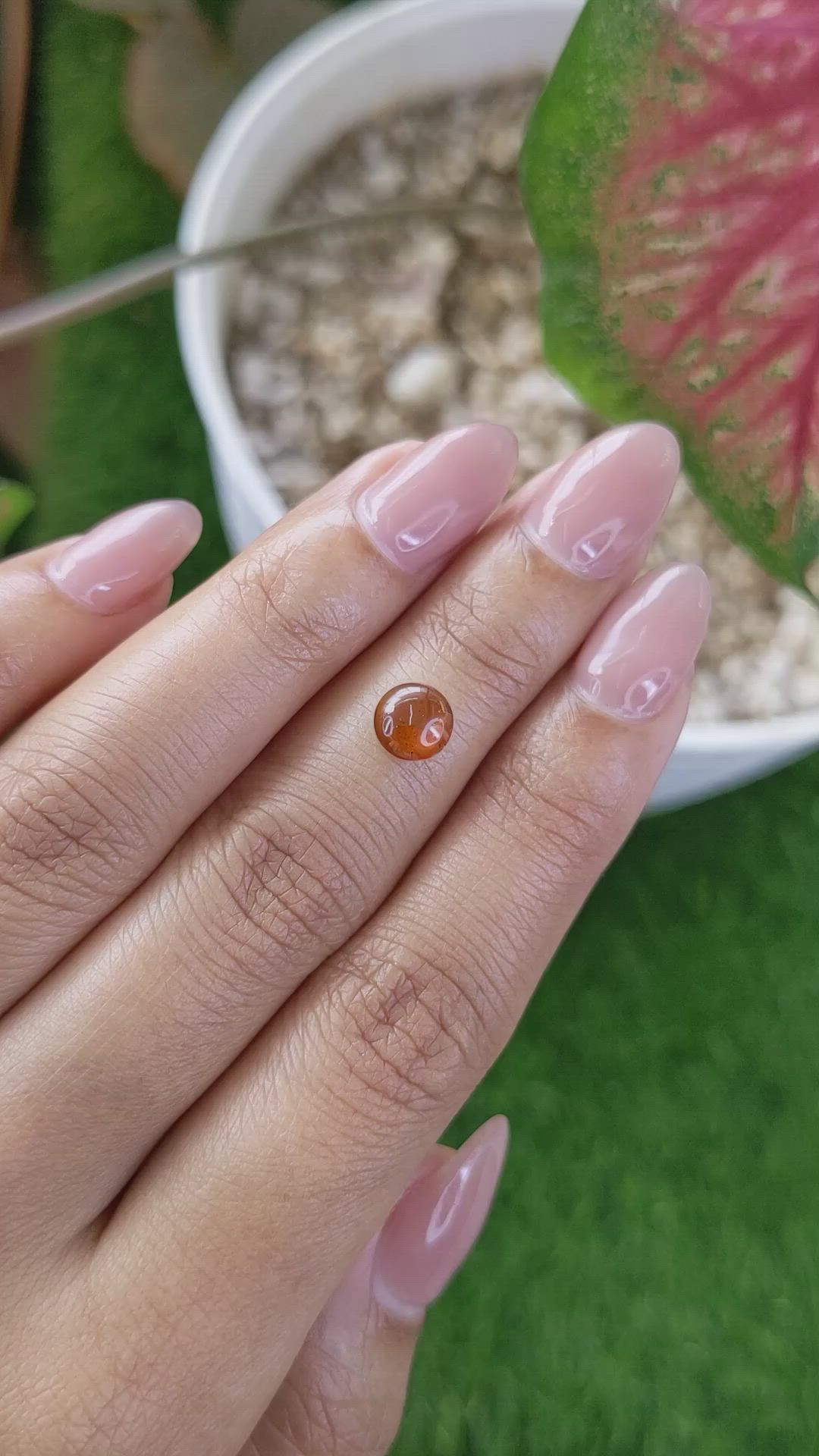1.23 Ct. Orange Cabochon Hessonite Garnet from Madagascar Size Video