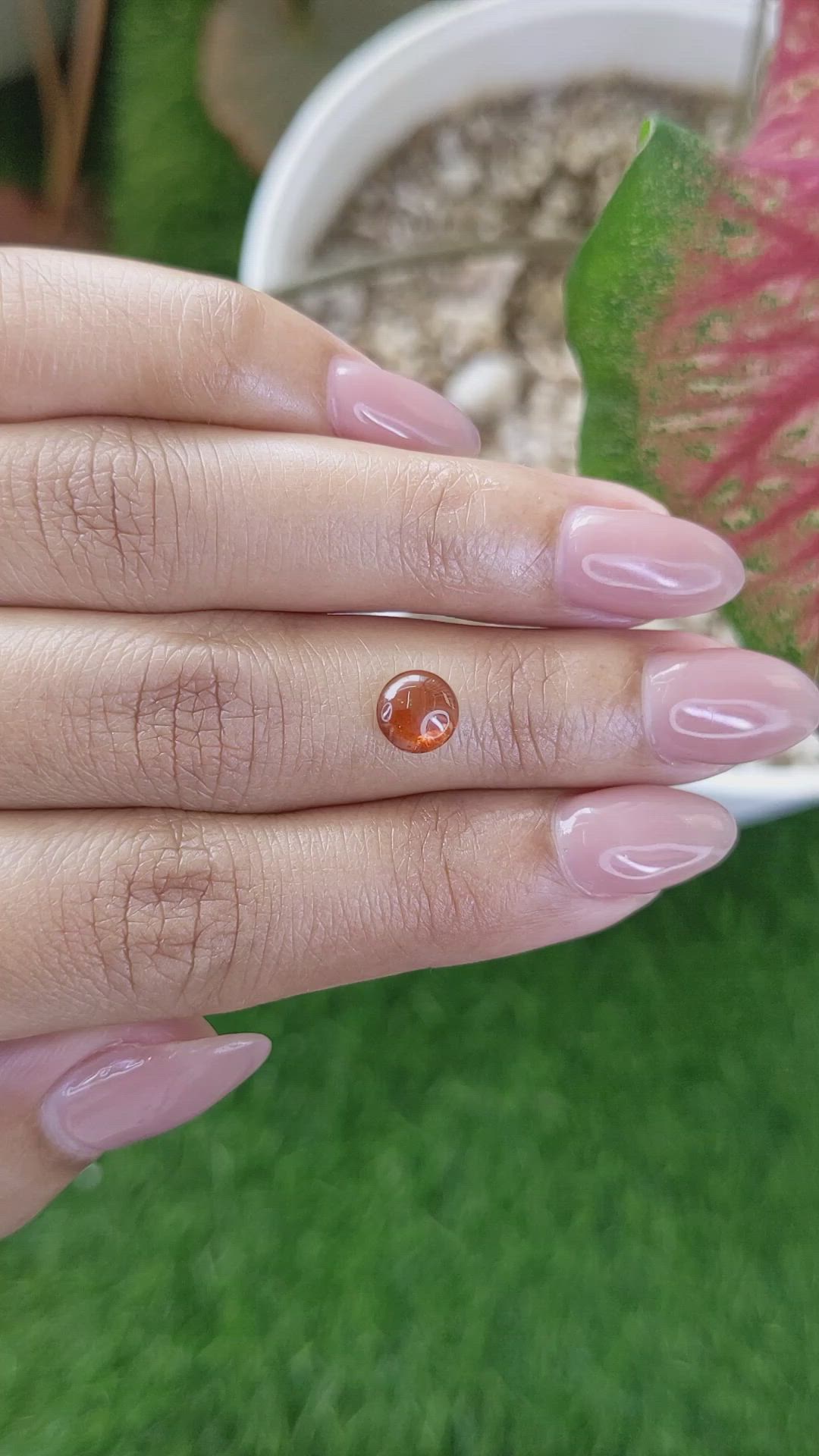 1.23 Ct. Orange Cabochon Hessonite Garnet from Madagascar Size Video