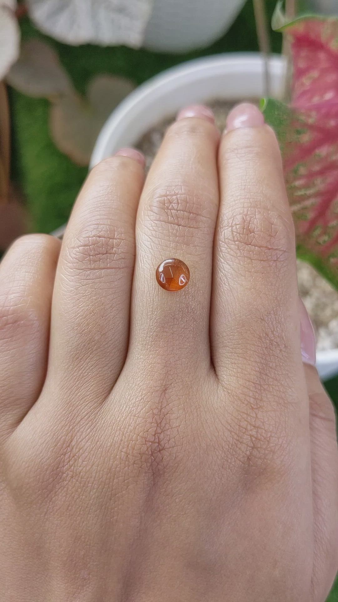 1.23 Ct. Orange Cabochon Hessonite Garnet from Madagascar Size Video