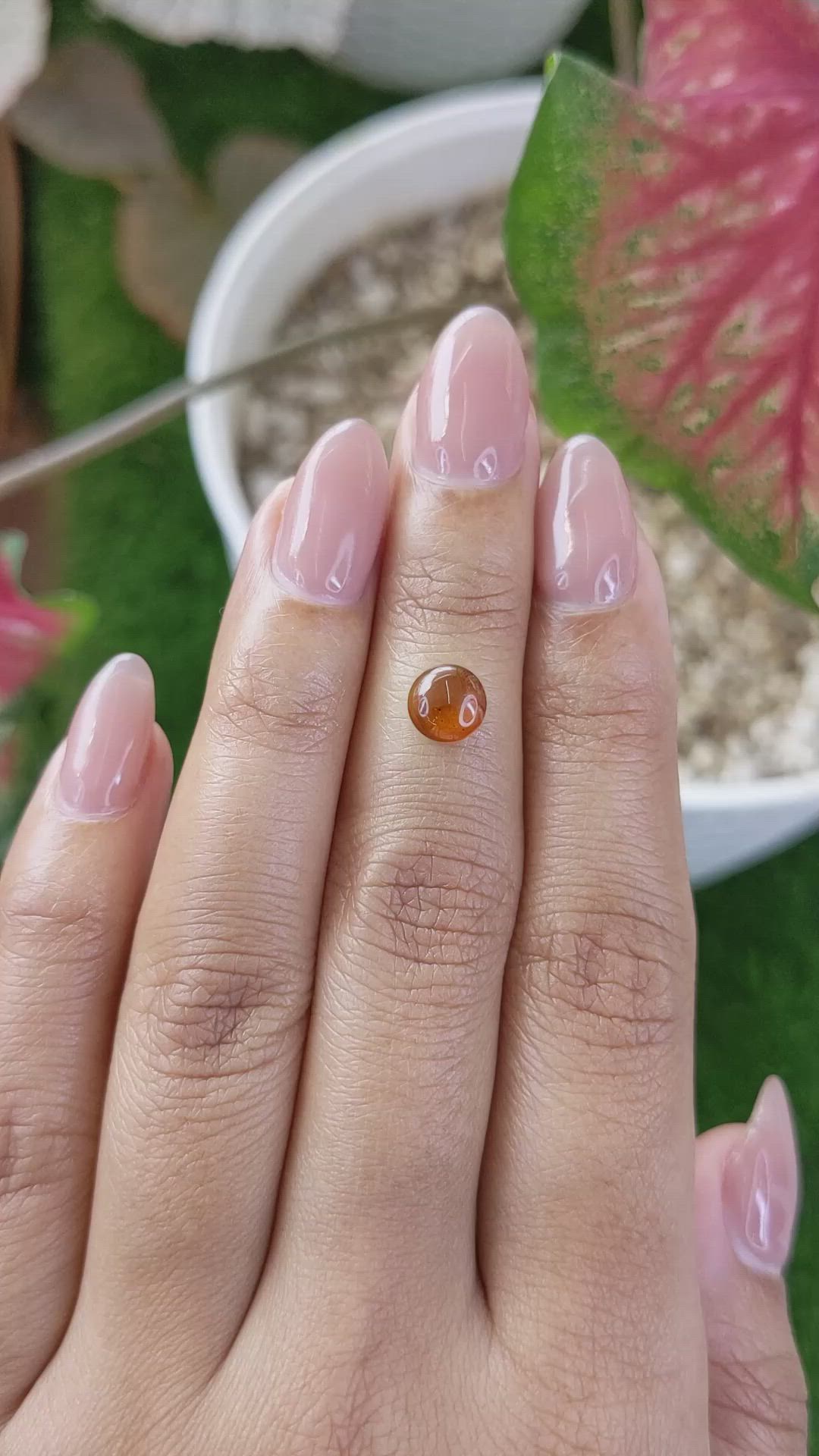1.23 Ct. Orange Cabochon Hessonite Garnet from Madagascar Size Video