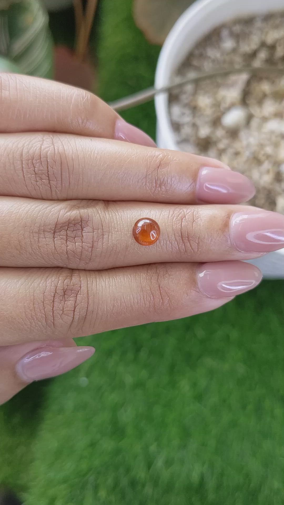 1.11 Ct. Orange Cabochon Hessonite Garnet from Madagascar Size Video