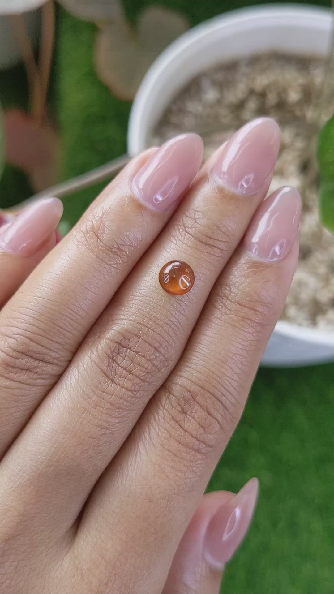 1.11 Ct. Orange Cabochon Hessonite Garnet from Madagascar Size Video