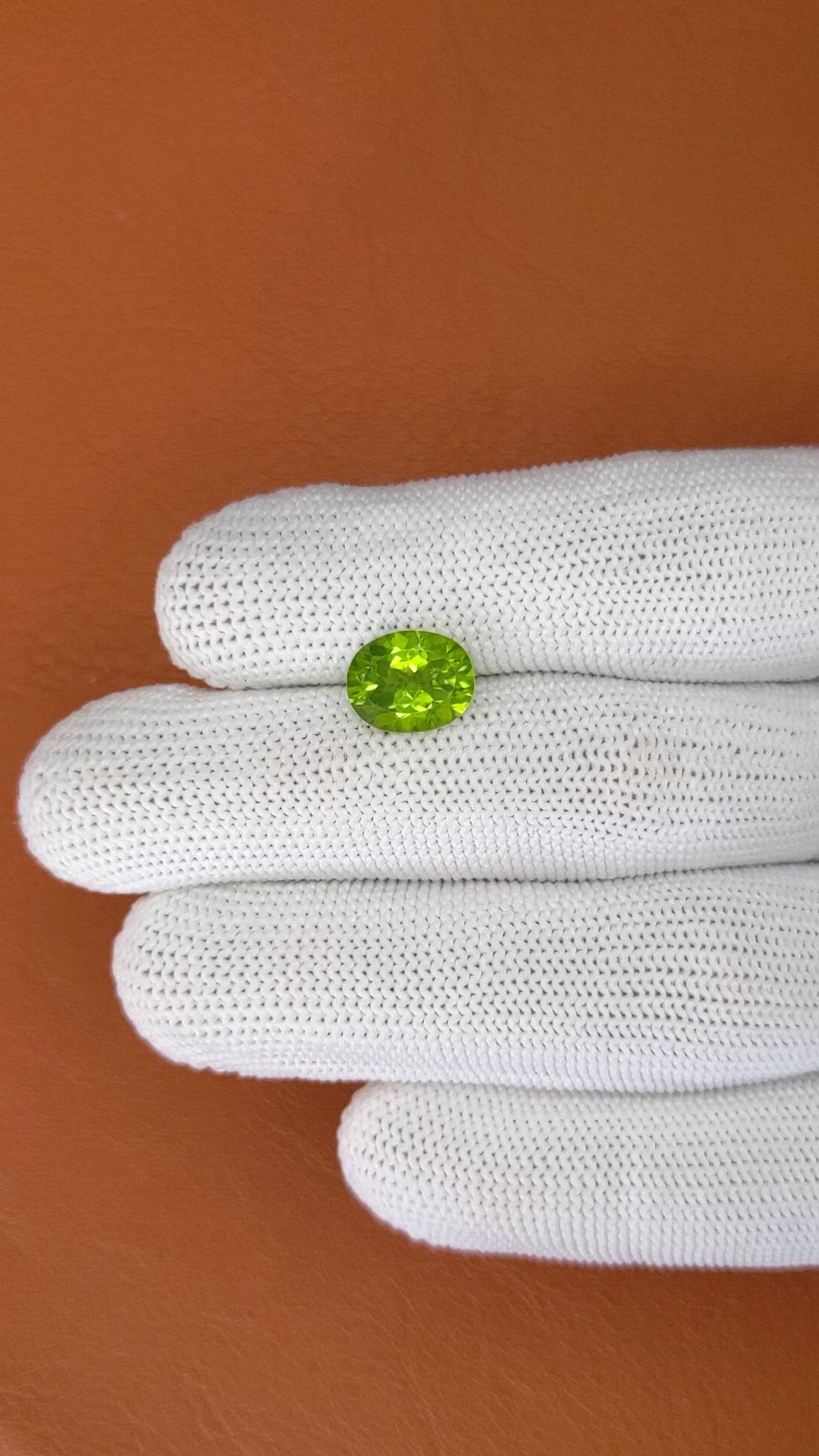 3.11 Ct. Yellowish Green Peridot from Pakistan Size Video