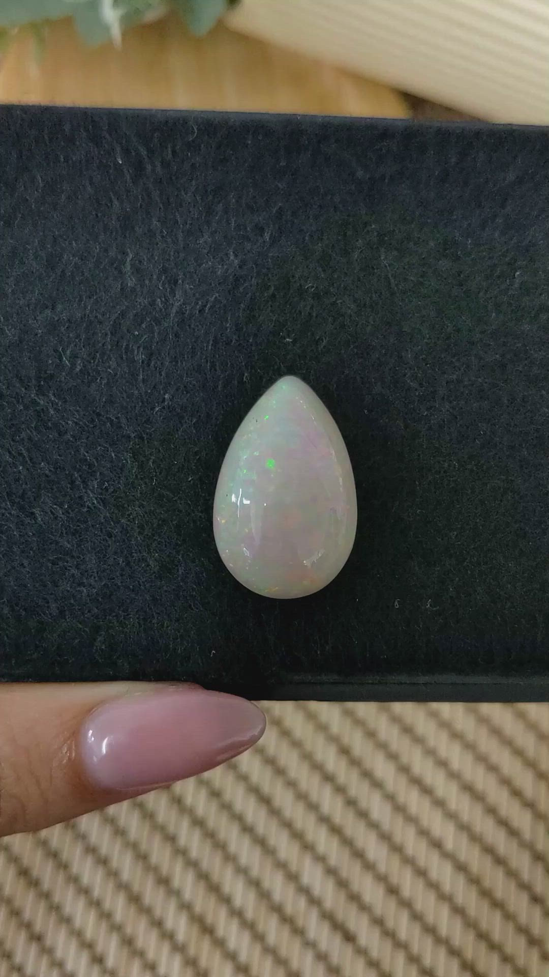17.22 Ct. Multi Color Cabochon White Opal from Australia Size Video
