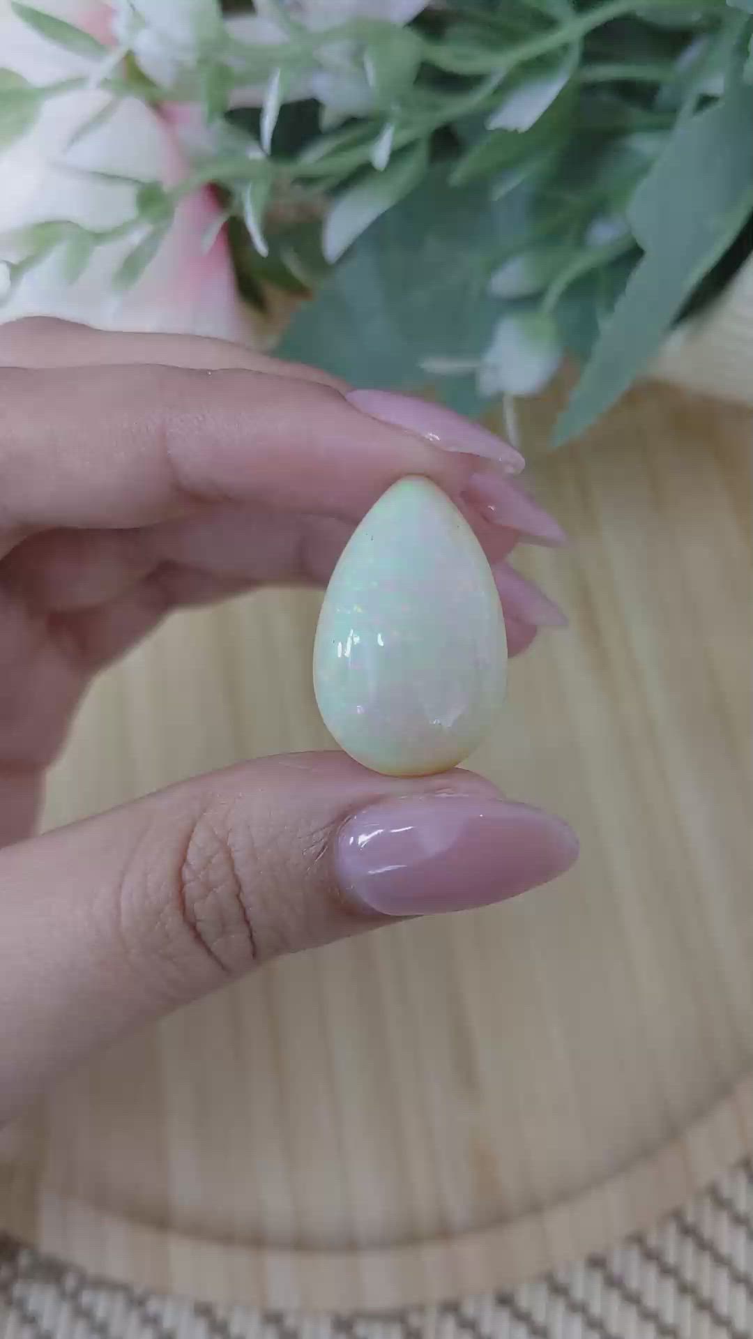 17.22 Ct. Multi Color Cabochon White Opal from Australia Size Video