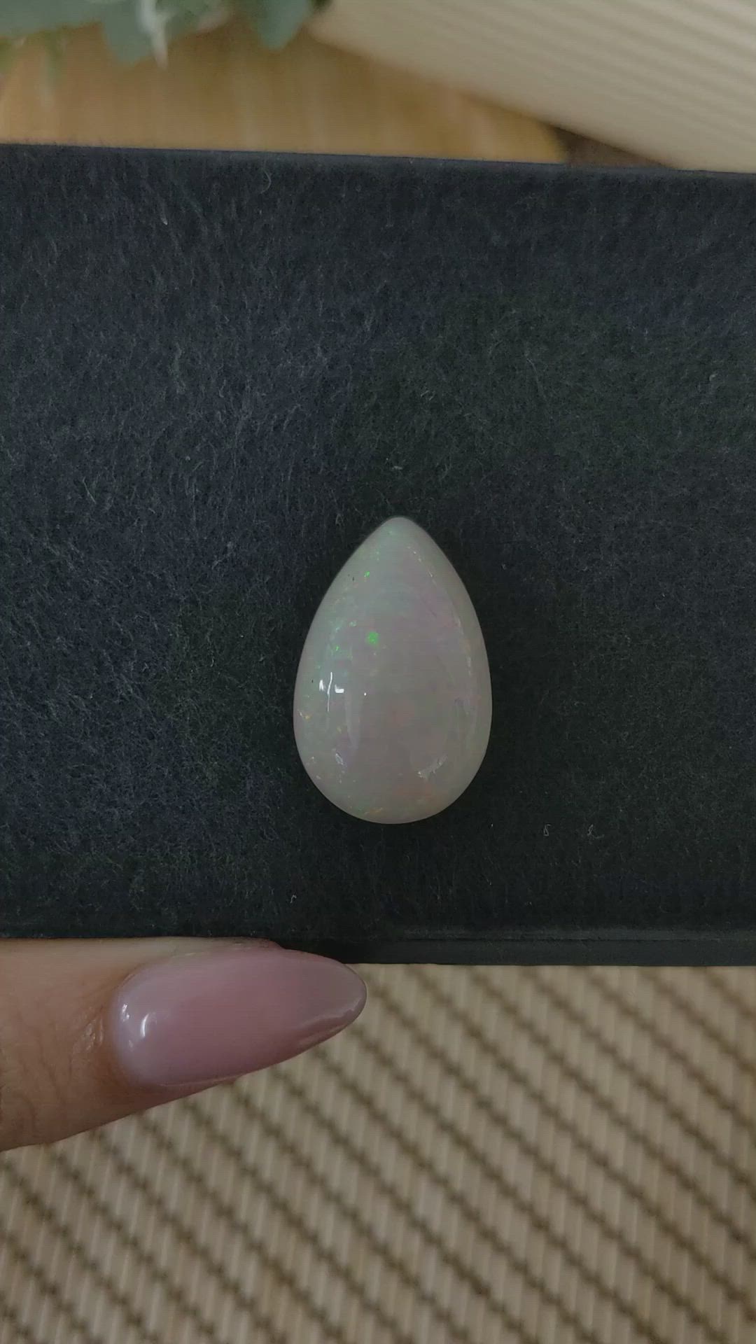 17.22 Ct. Multi Color Cabochon White Opal from Australia Size Video