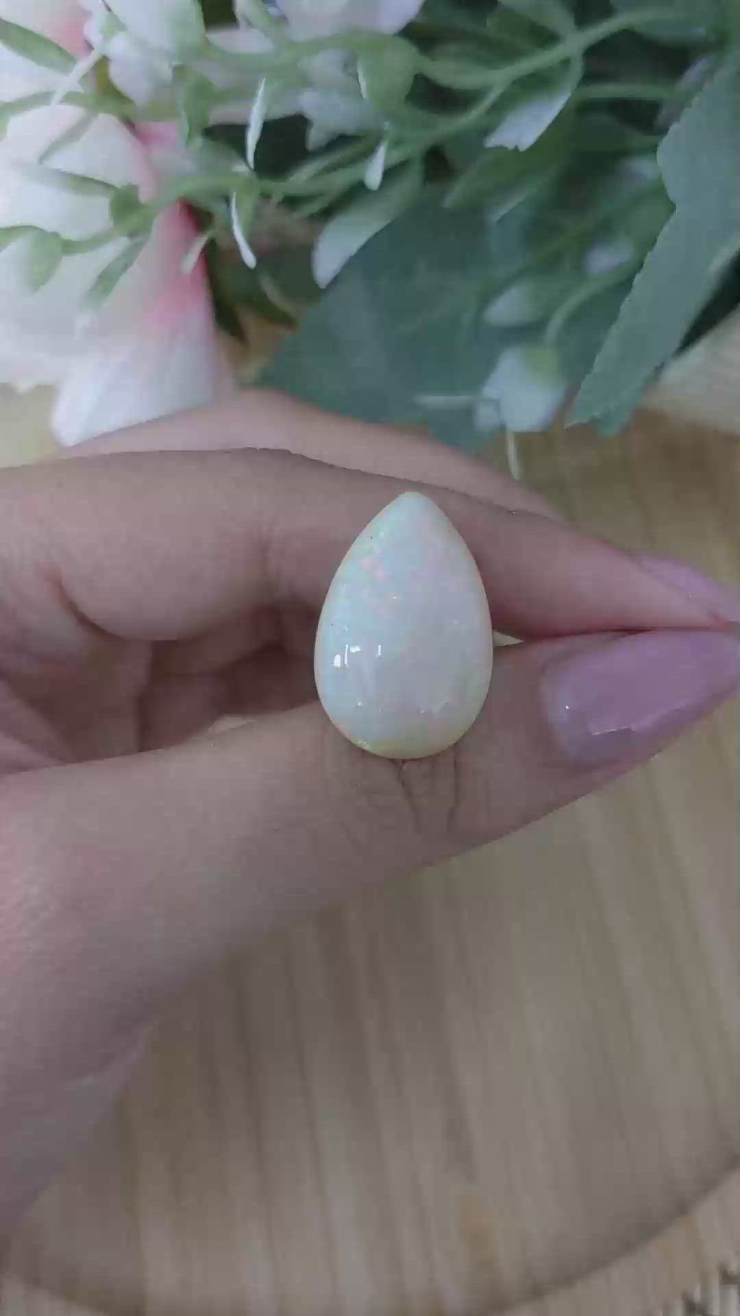 17.22 Ct. Multi Color Cabochon White Opal from Australia Size Video