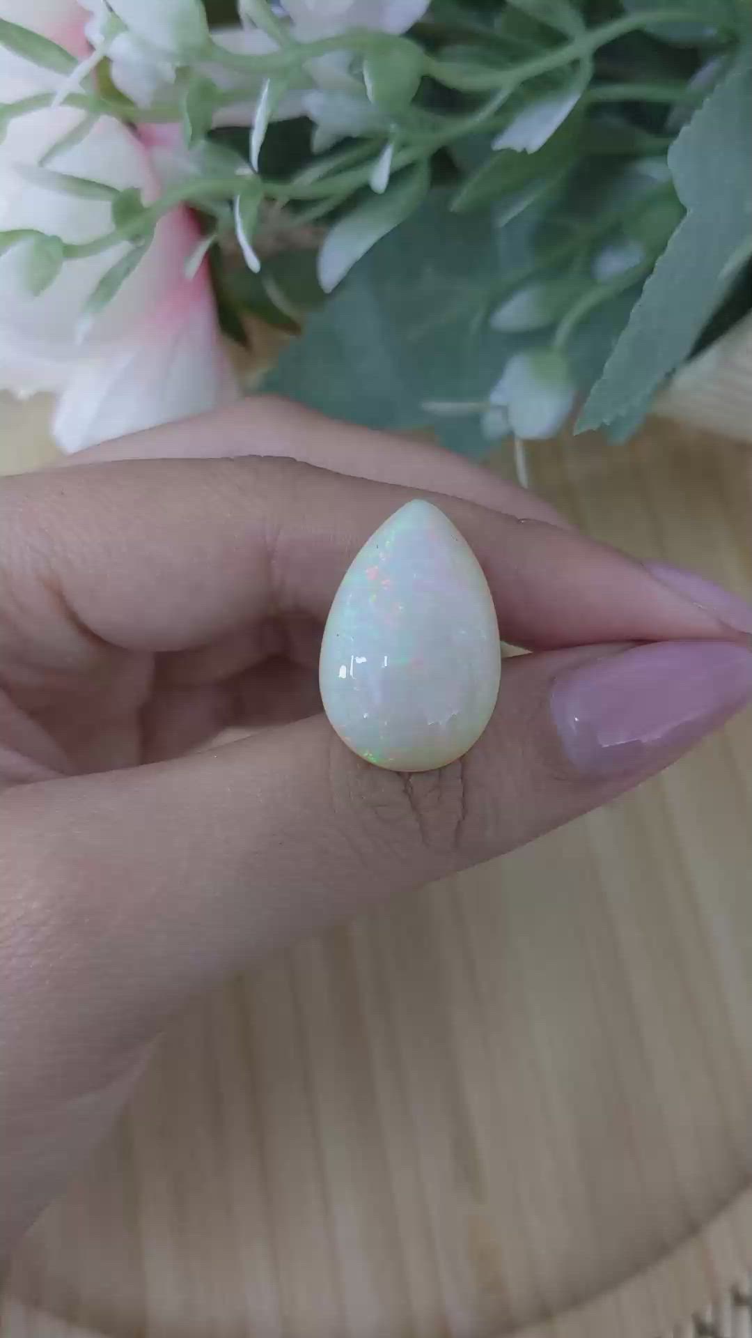 17.22 Ct. Multi Color Cabochon White Opal from Australia Size Video