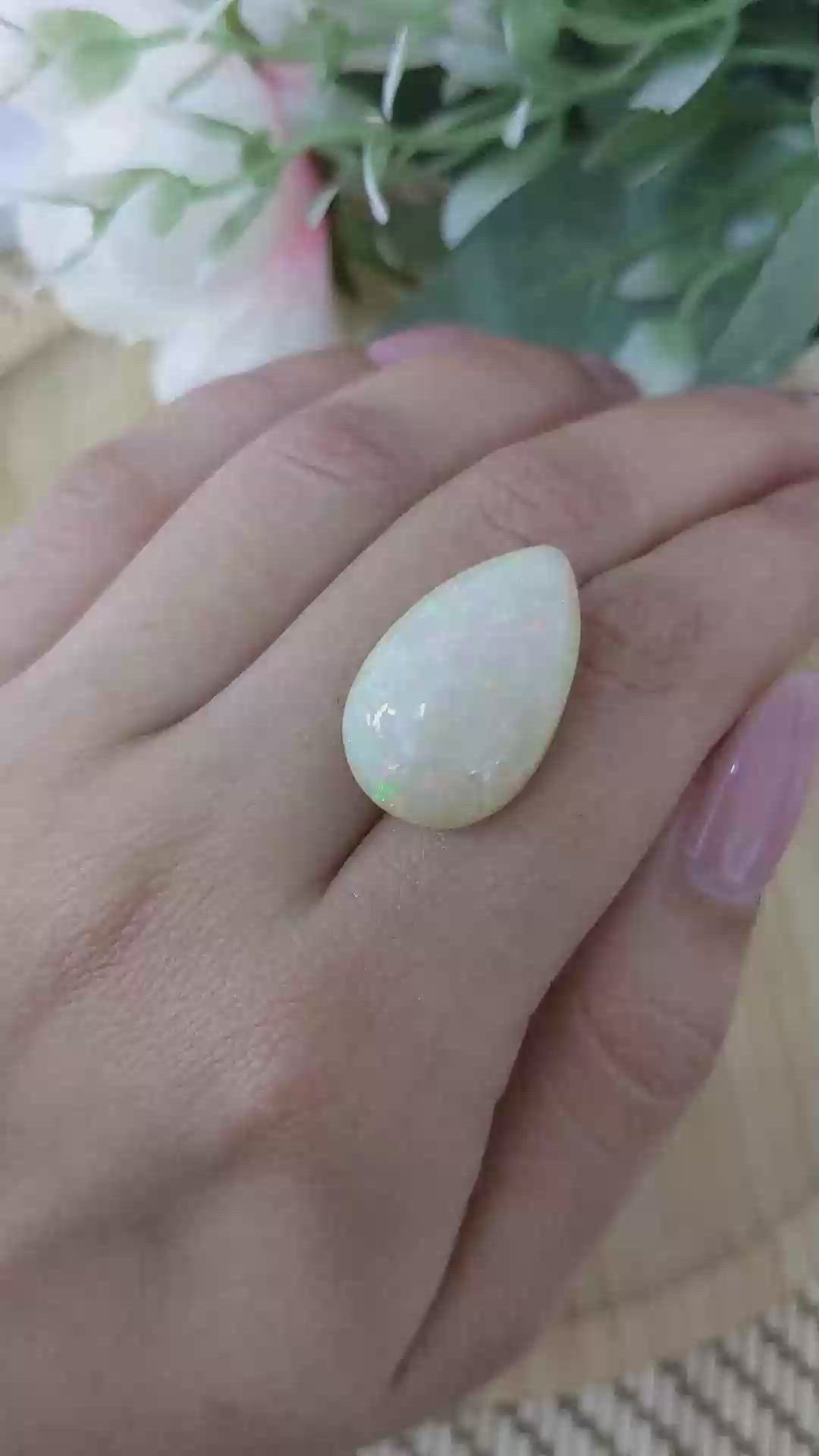 17.22 Ct. Multi Color Cabochon White Opal from Australia Size Video