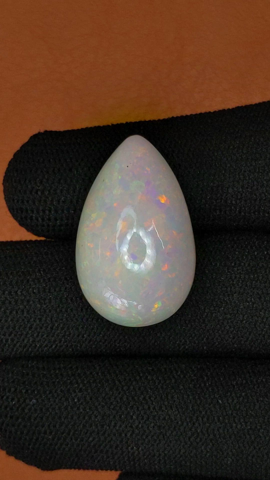 17.22 Ct. Multi Color Cabochon White Opal from Australia Size Video