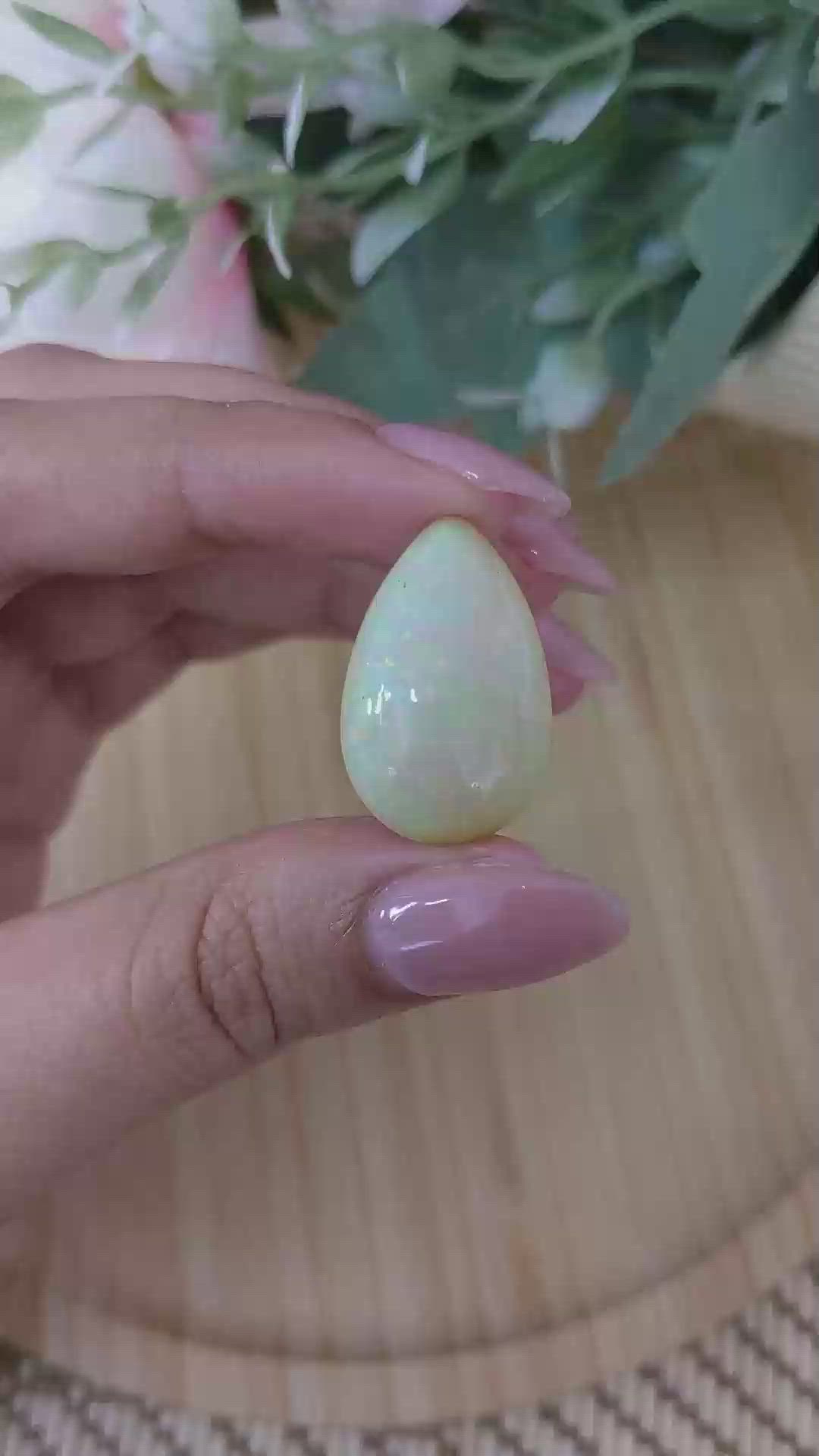 17.22 Ct. Multi Color Cabochon White Opal from Australia Size Video