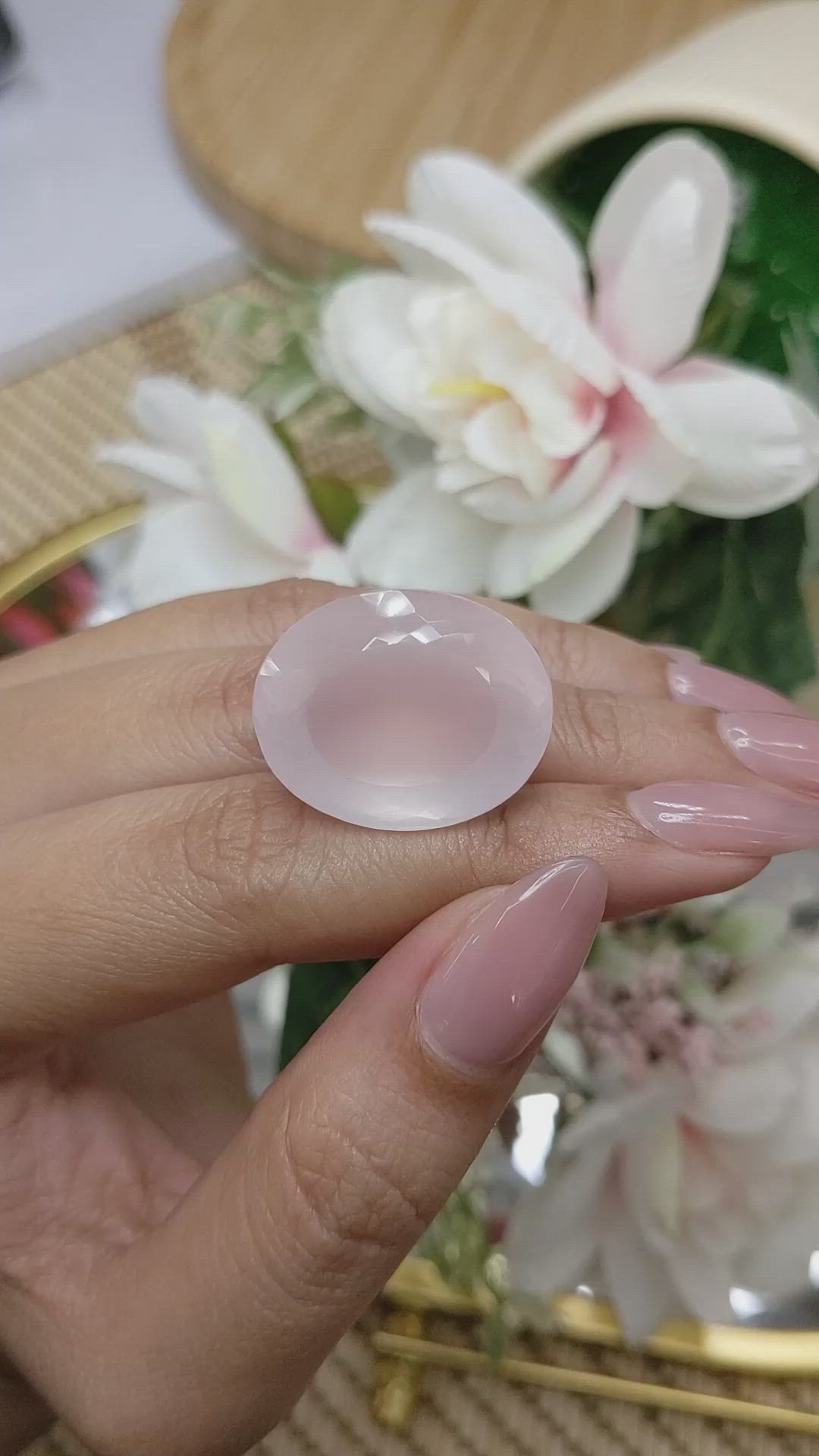 49.97 Ct. Pink Rose Quartz from Ceylon (Sri Lanka) Size Video