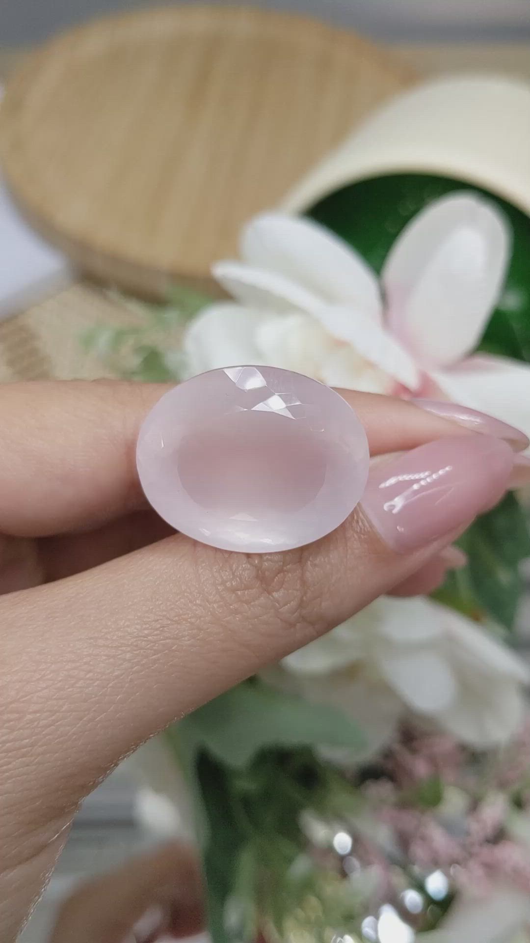 49.97 Ct. Pink Rose Quartz from Ceylon (Sri Lanka) Size Video