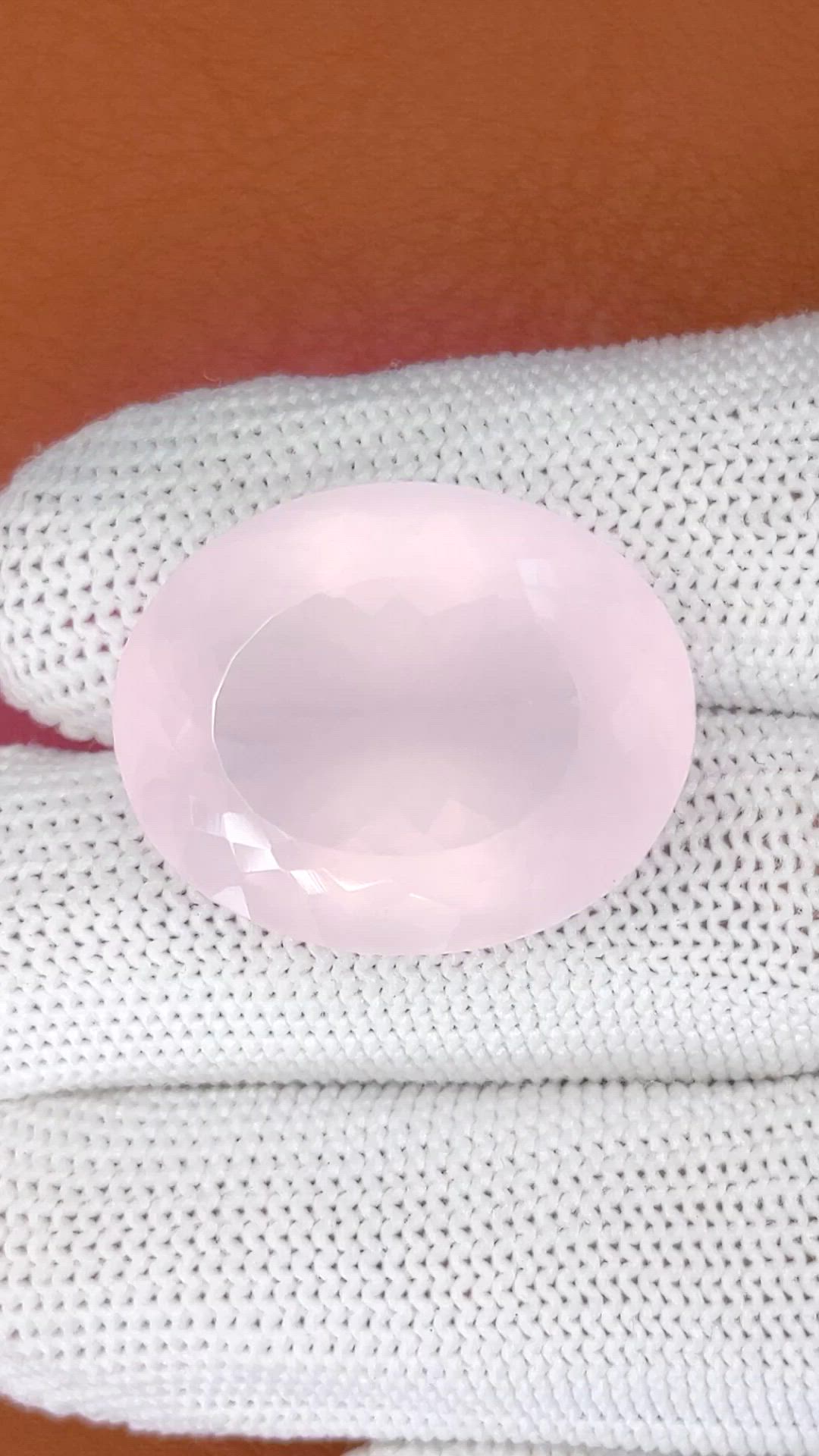 49.97 Ct. Pink Rose Quartz from Ceylon (Sri Lanka) Size Video
