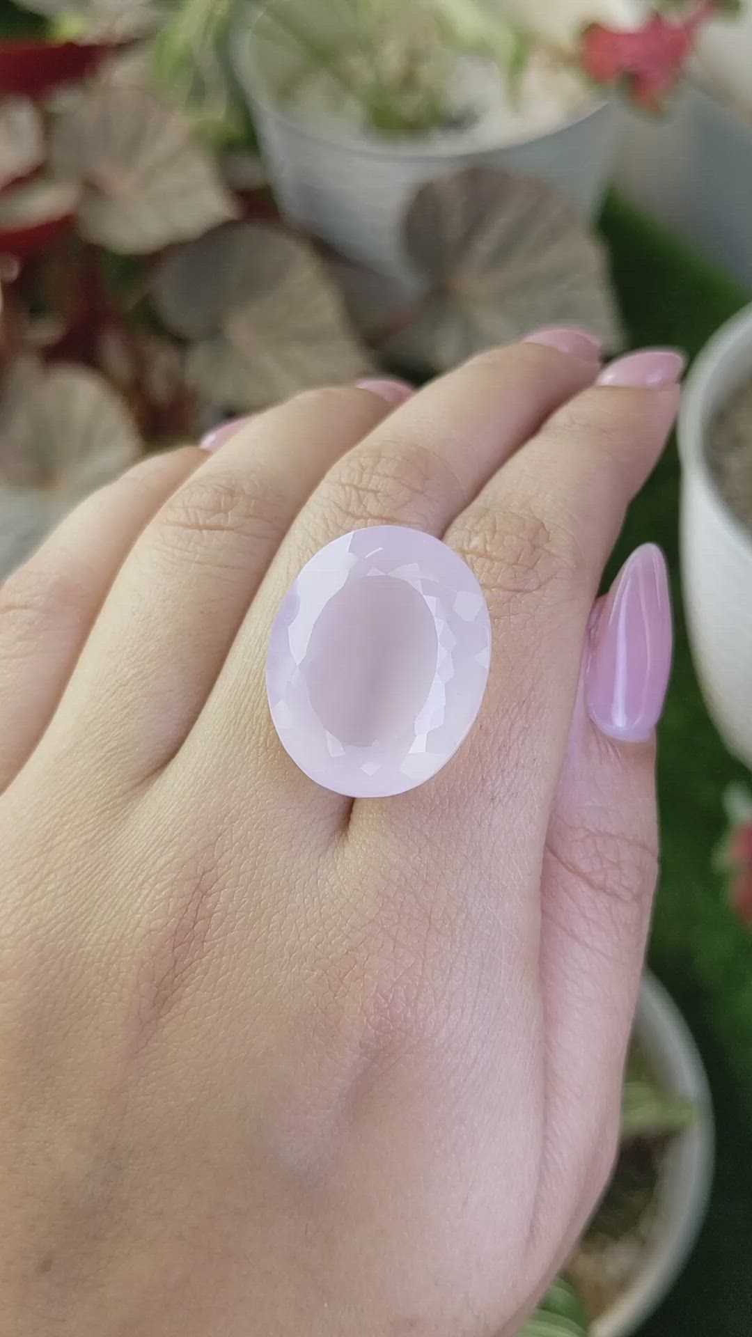 49.97 Ct. Pink Rose Quartz from Ceylon (Sri Lanka) Size Video
