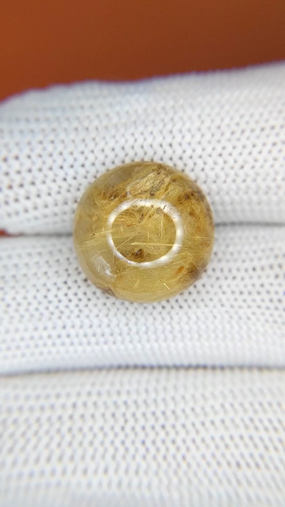 11.18 Ct. Brown Cabochon Rutilated Quartz from Ceylon (Sri Lanka) Size Video