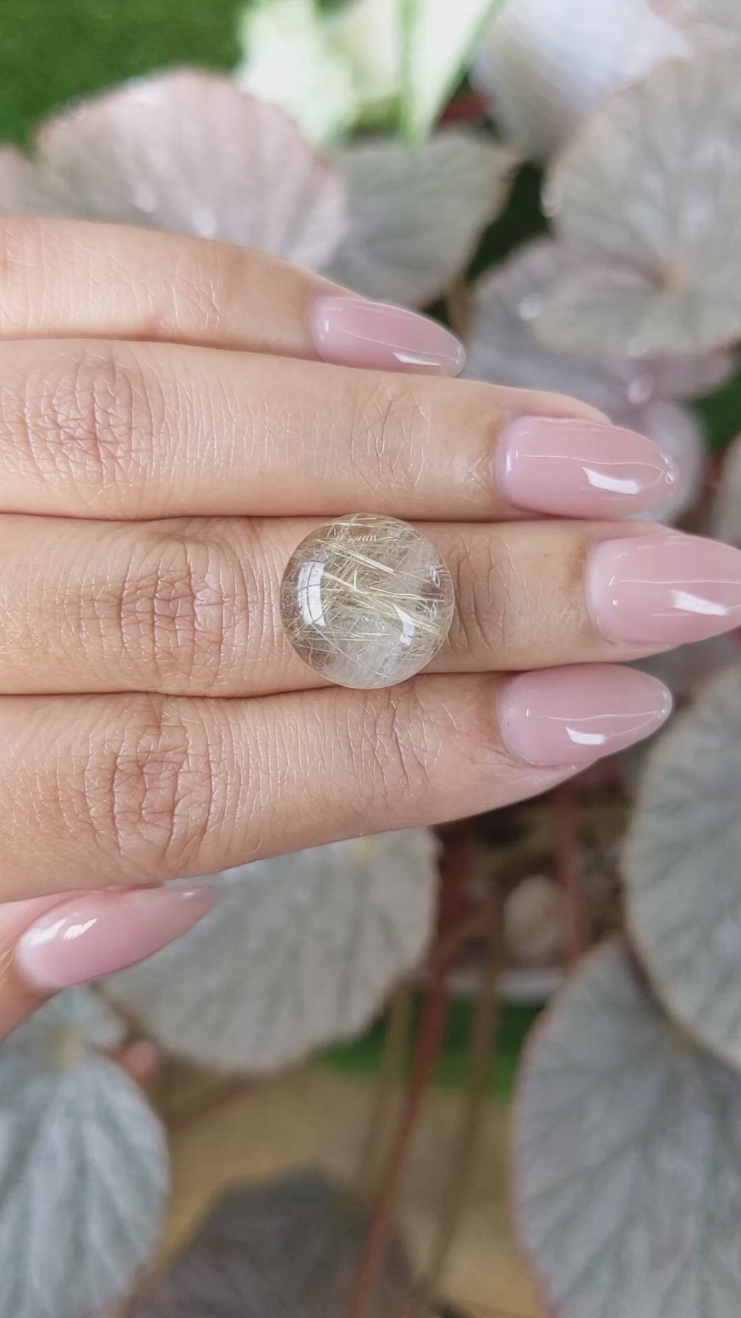 12.71 Ct. Brown Cabochon Rutilated Quartz from Ceylon (Sri Lanka) Size Video