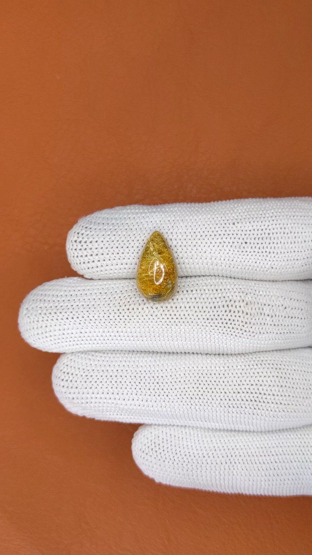 6.93 Ct. Brown Cabochon Rutilated Quartz from Ceylon (Sri Lanka) Size Video