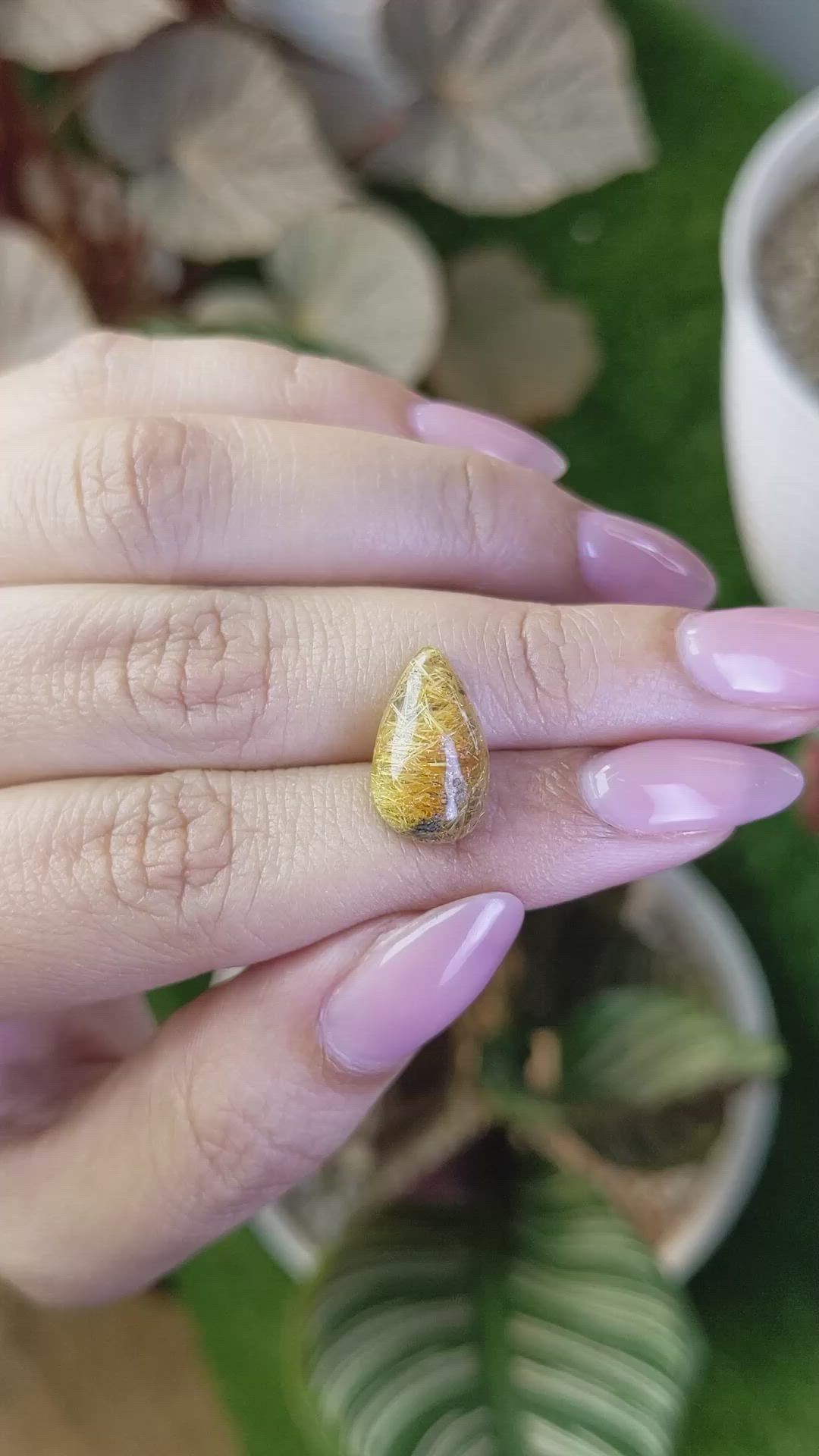 6.93 Ct. Brown Cabochon Rutilated Quartz from Ceylon (Sri Lanka) Size Video
