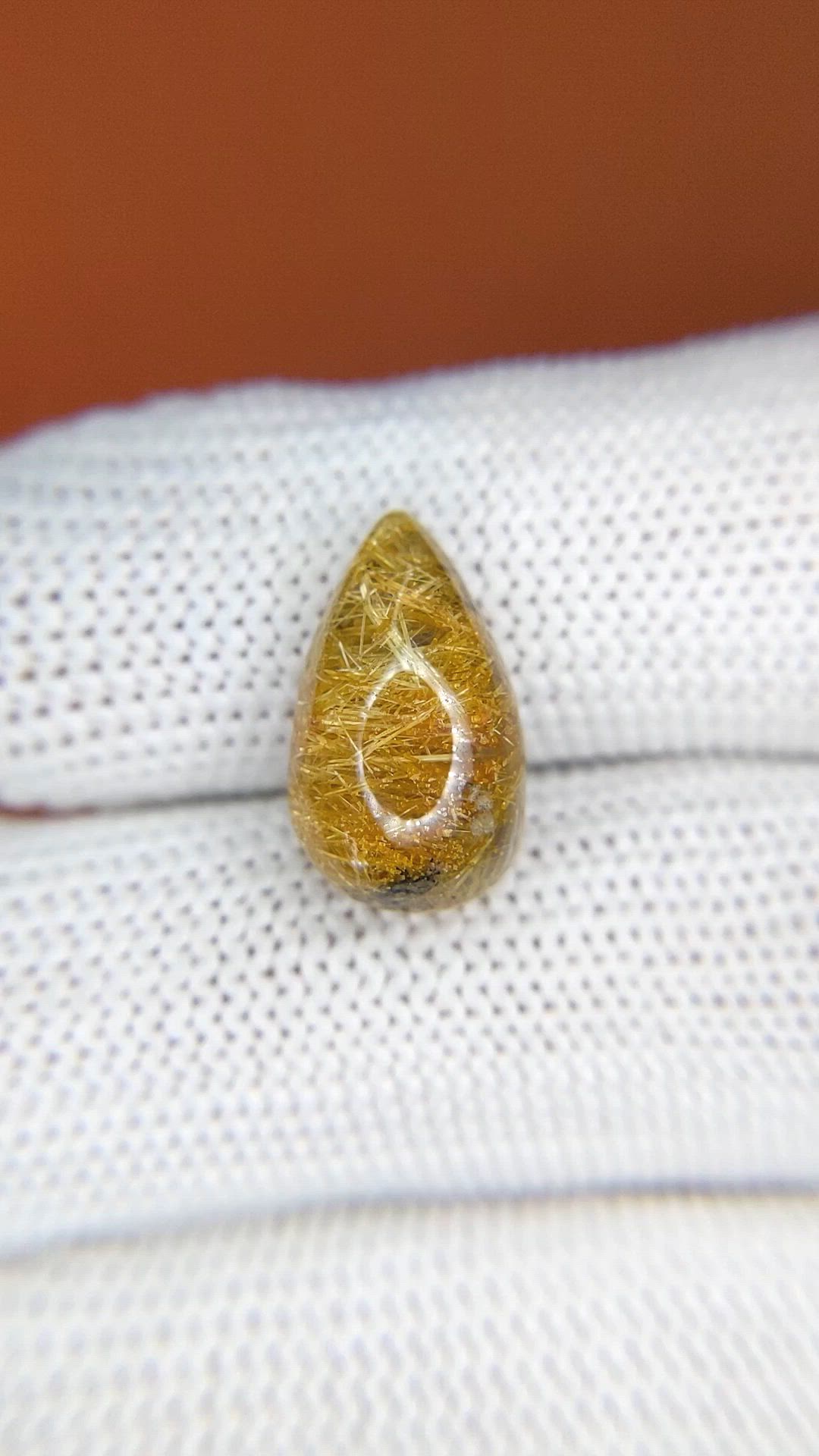 6.93 Ct. Brown Cabochon Rutilated Quartz from Ceylon (Sri Lanka) Size Video
