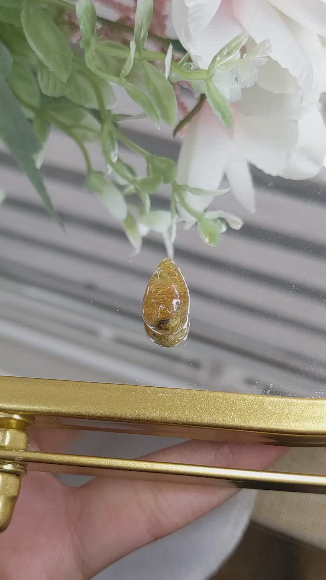 6.93 Ct. Brown Cabochon Rutilated Quartz from Ceylon (Sri Lanka) Size Video
