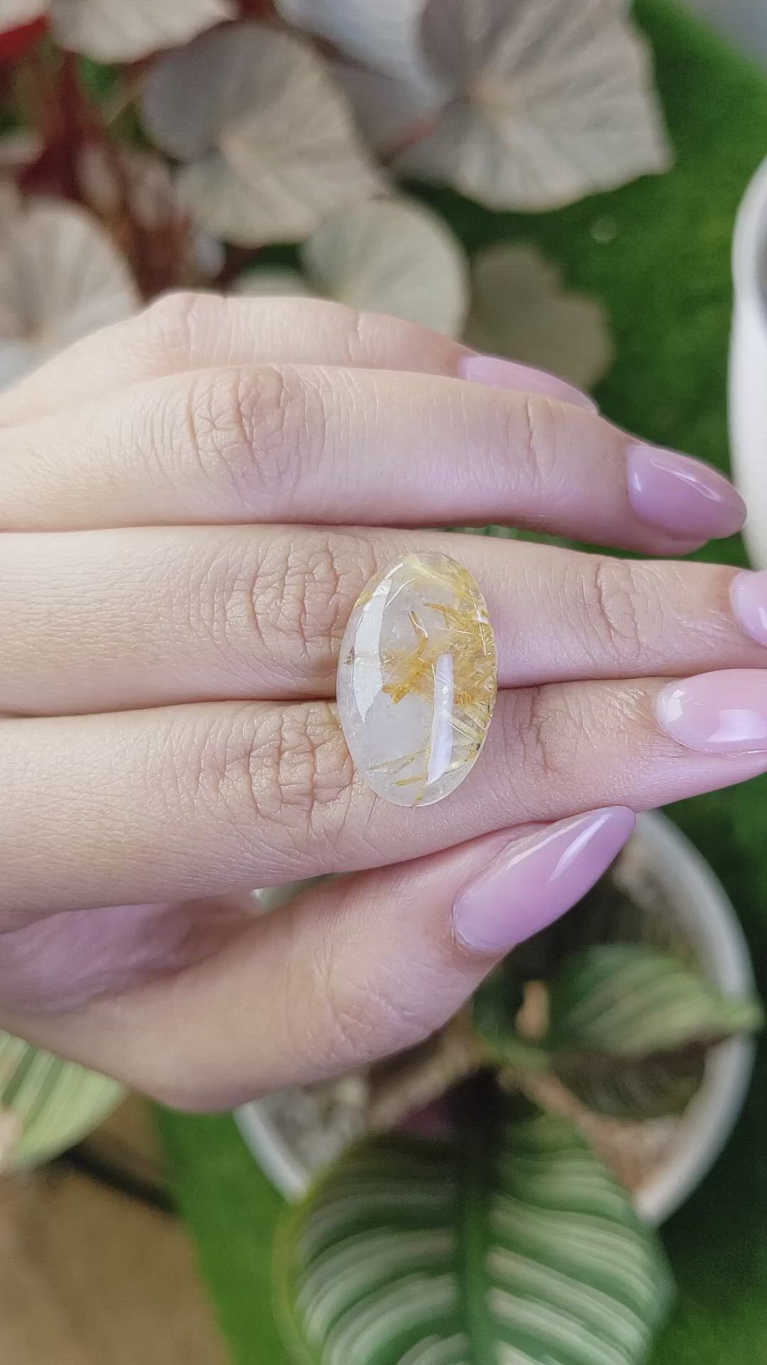 16.96 Ct. Multi Color Cabochon Rutilated Quartz from Ceylon (Sri Lanka) Size Video