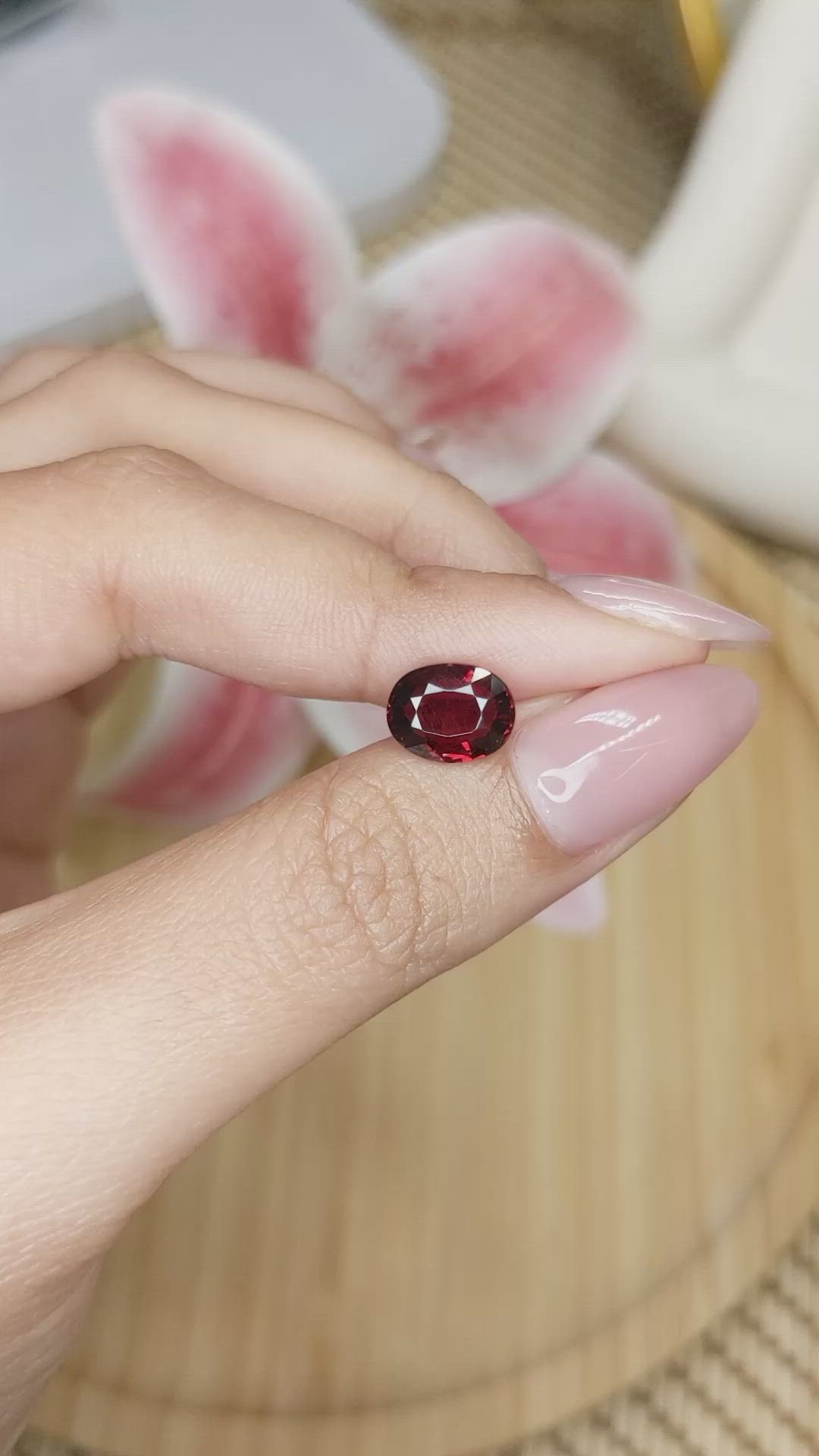2.48 Ct. Red Almandine Garnet from Ceylon (Sri Lanka) Size Video