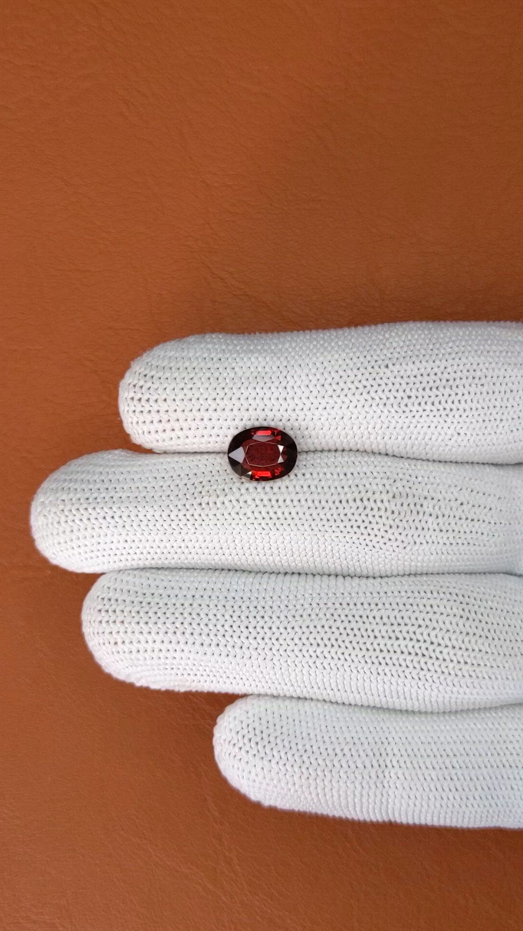2.48 Ct. Red Almandine Garnet from Ceylon (Sri Lanka) Size Video