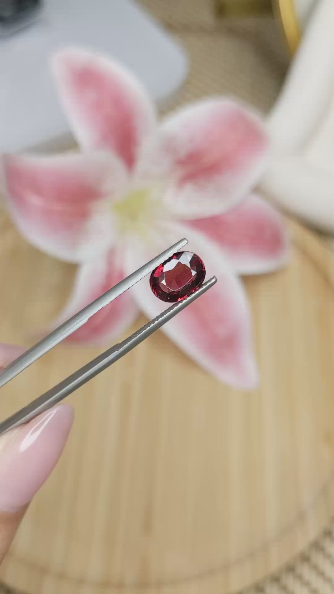 2.48 Ct. Red Almandine Garnet from Ceylon (Sri Lanka) Size Video