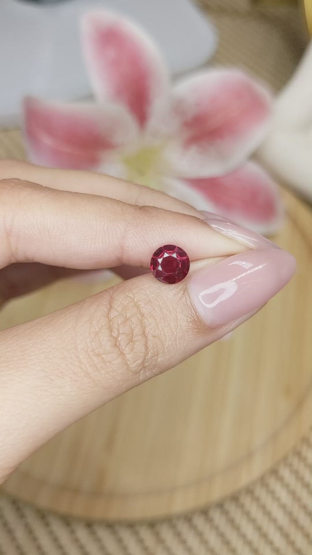1.42 Ct. Red Almandine Garnet from Ceylon (Sri Lanka) Size Video