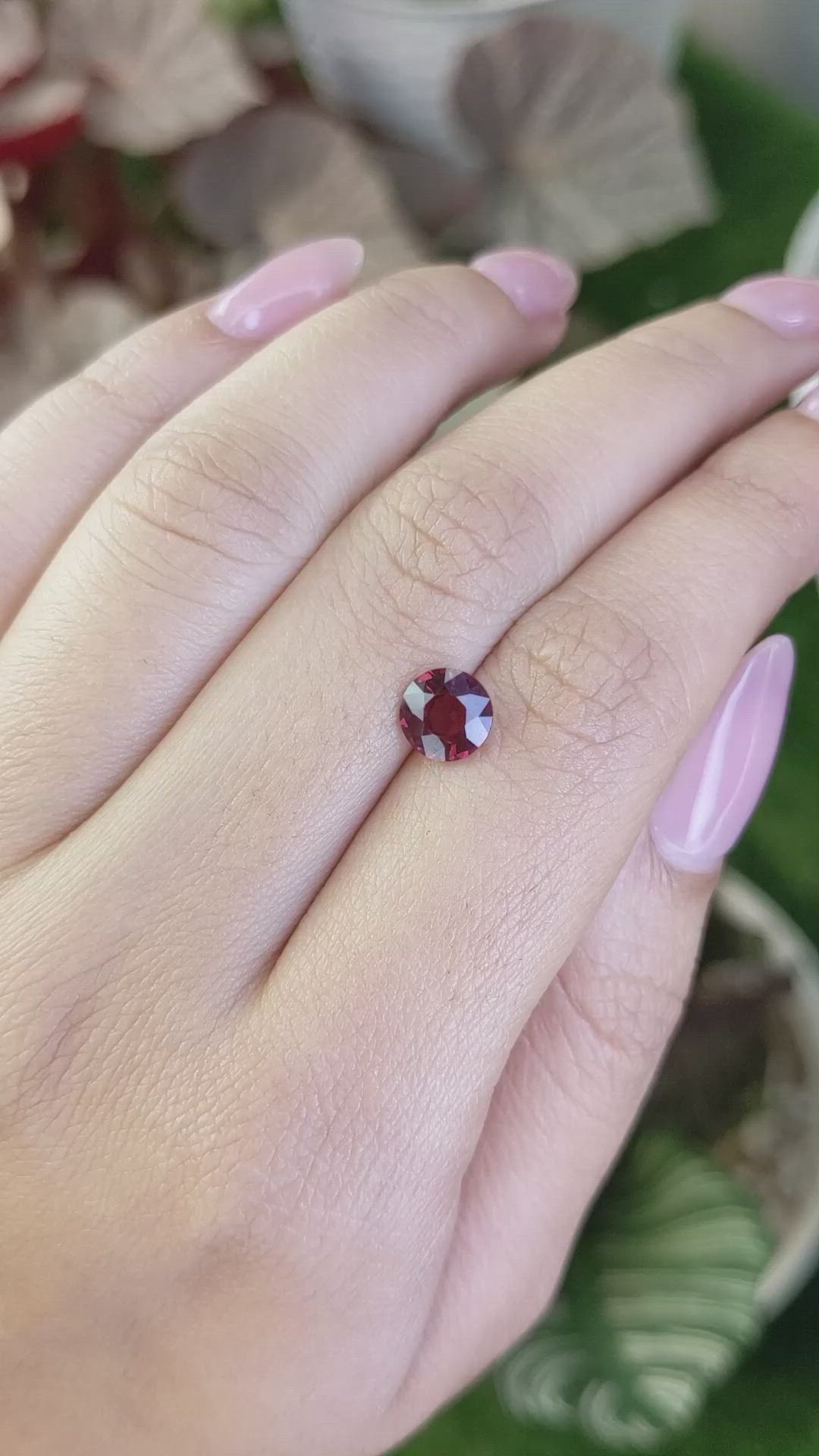 1.42 Ct. Red Almandine Garnet from Ceylon (Sri Lanka) Size Video