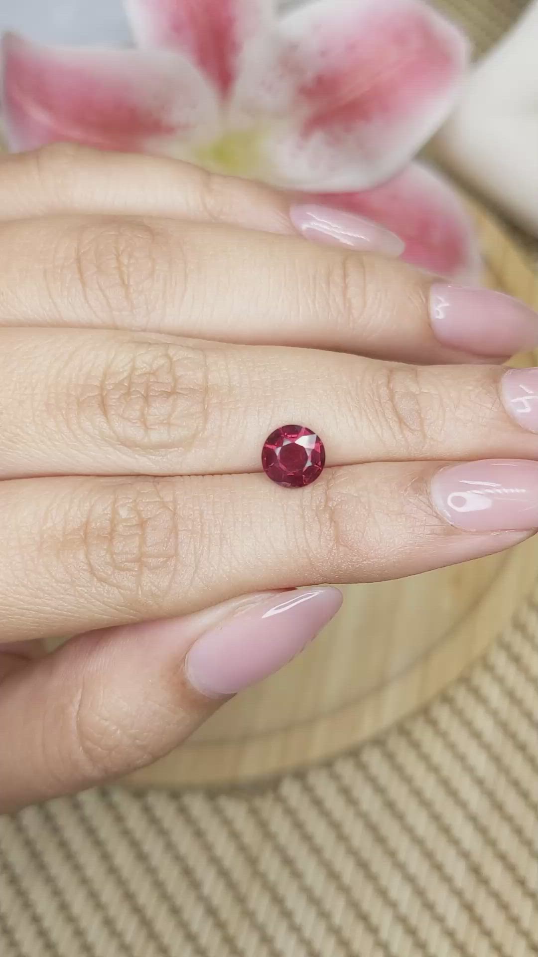 1.42 Ct. Red Almandine Garnet from Ceylon (Sri Lanka) Size Video