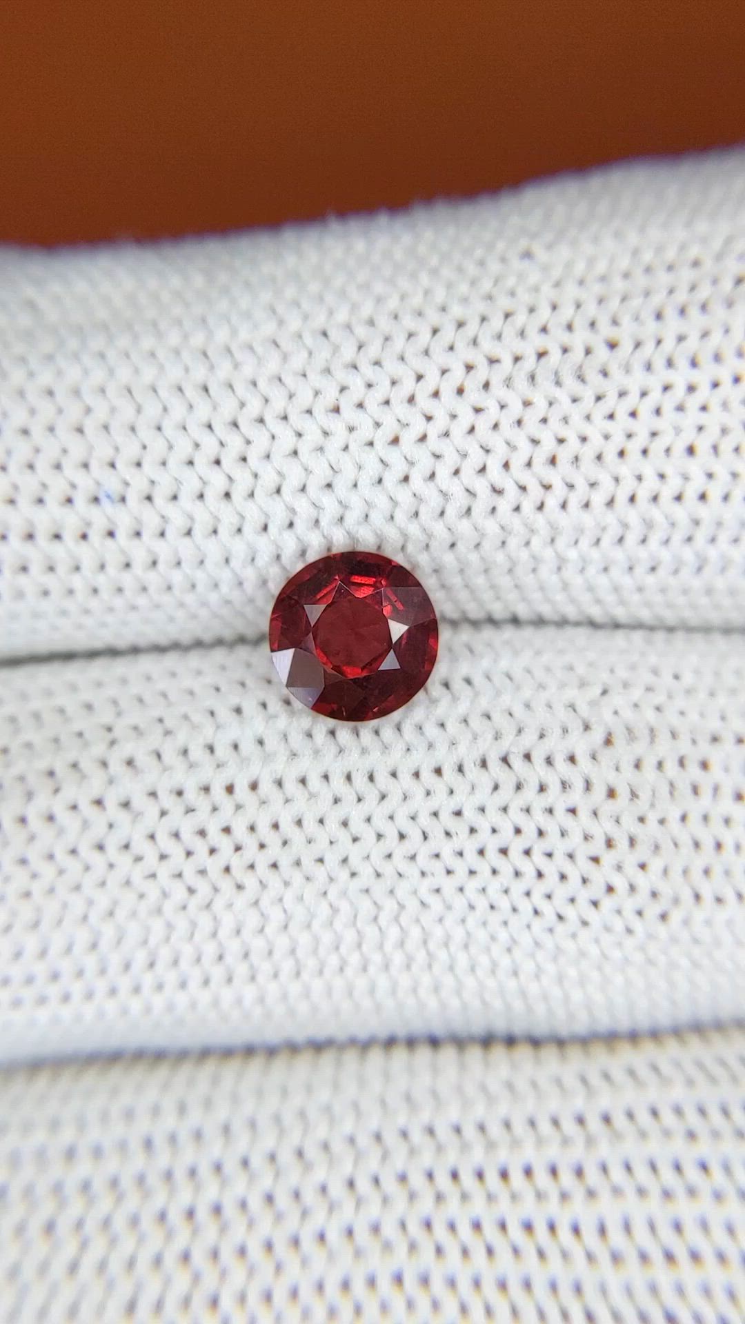 1.42 Ct. Red Almandine Garnet from Ceylon (Sri Lanka) Size Video