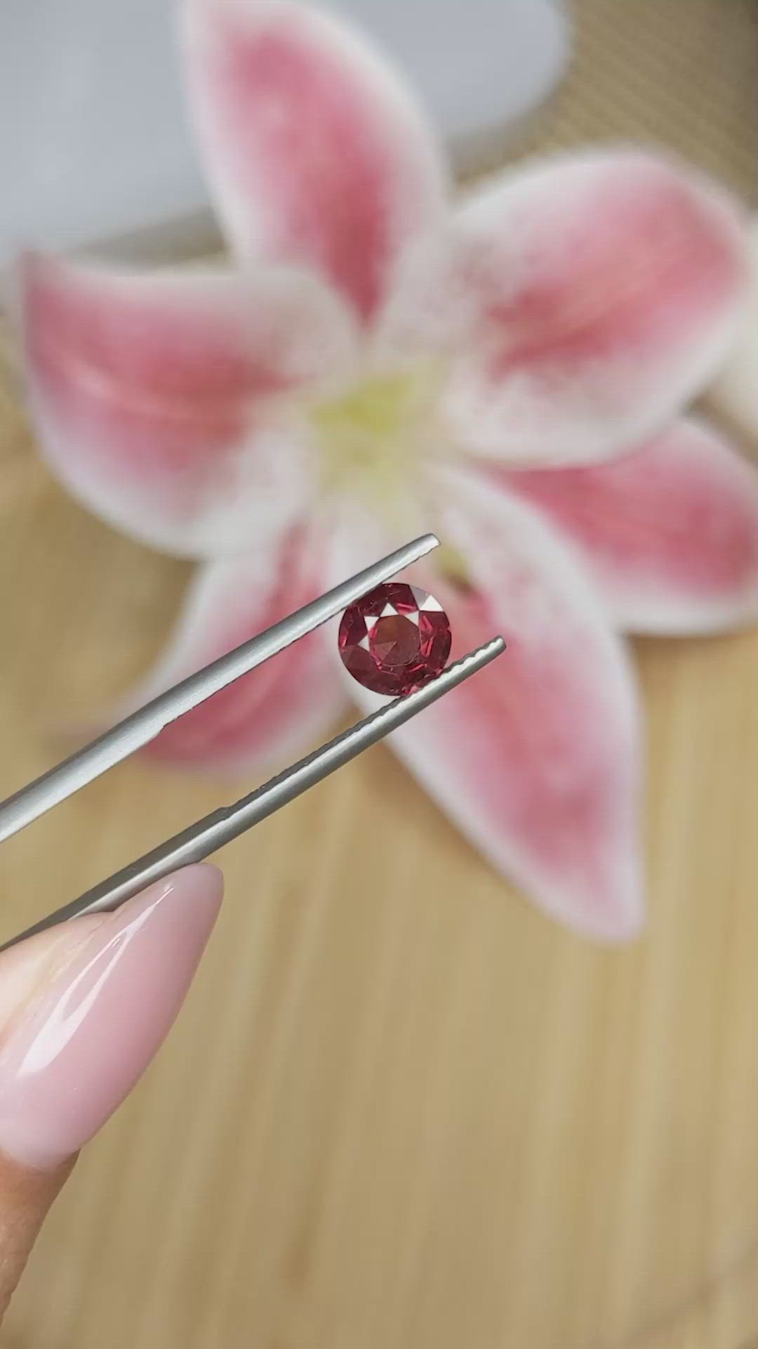 1.42 Ct. Red Almandine Garnet from Ceylon (Sri Lanka) Size Video