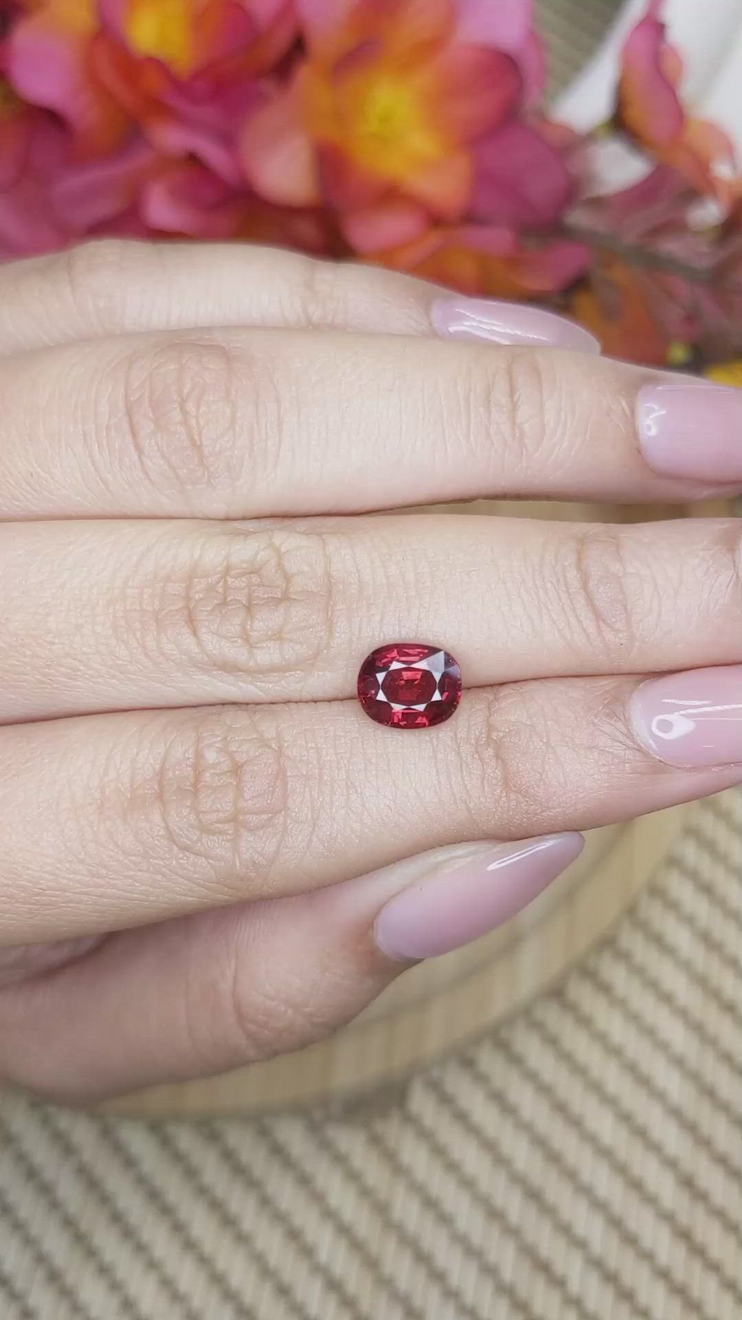 1.89 Ct. Red Almandine Garnet from Ceylon (Sri Lanka) Size Video