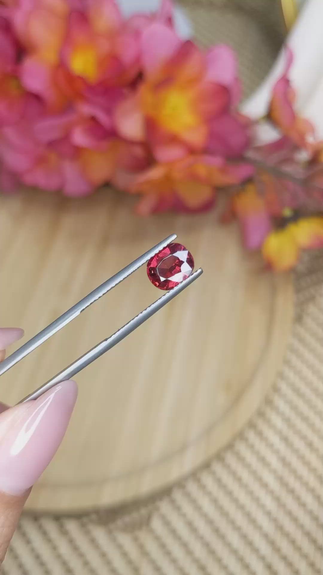 1.89 Ct. Red Almandine Garnet from Ceylon (Sri Lanka) Size Video