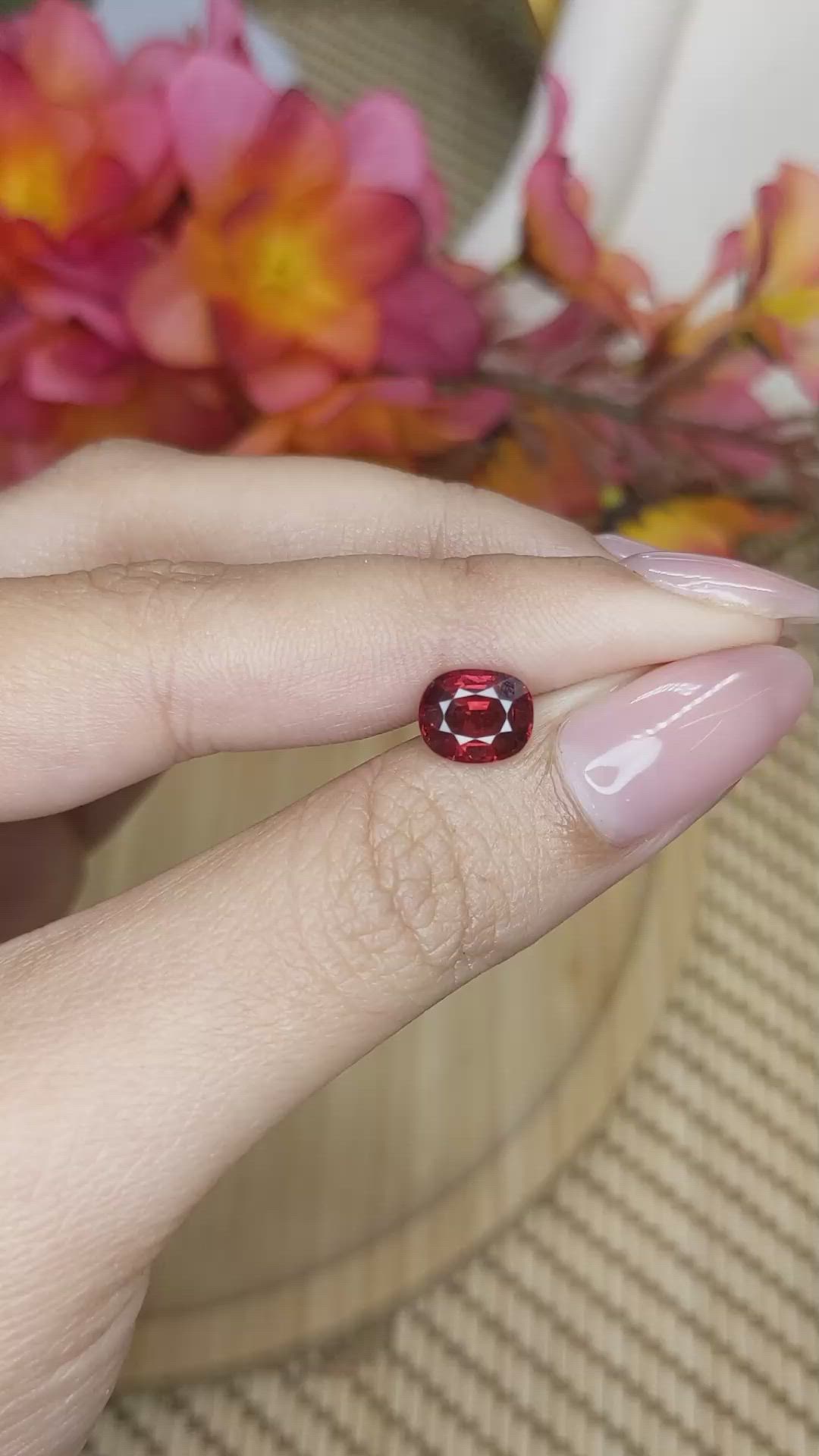 1.89 Ct. Red Almandine Garnet from Ceylon (Sri Lanka) Size Video