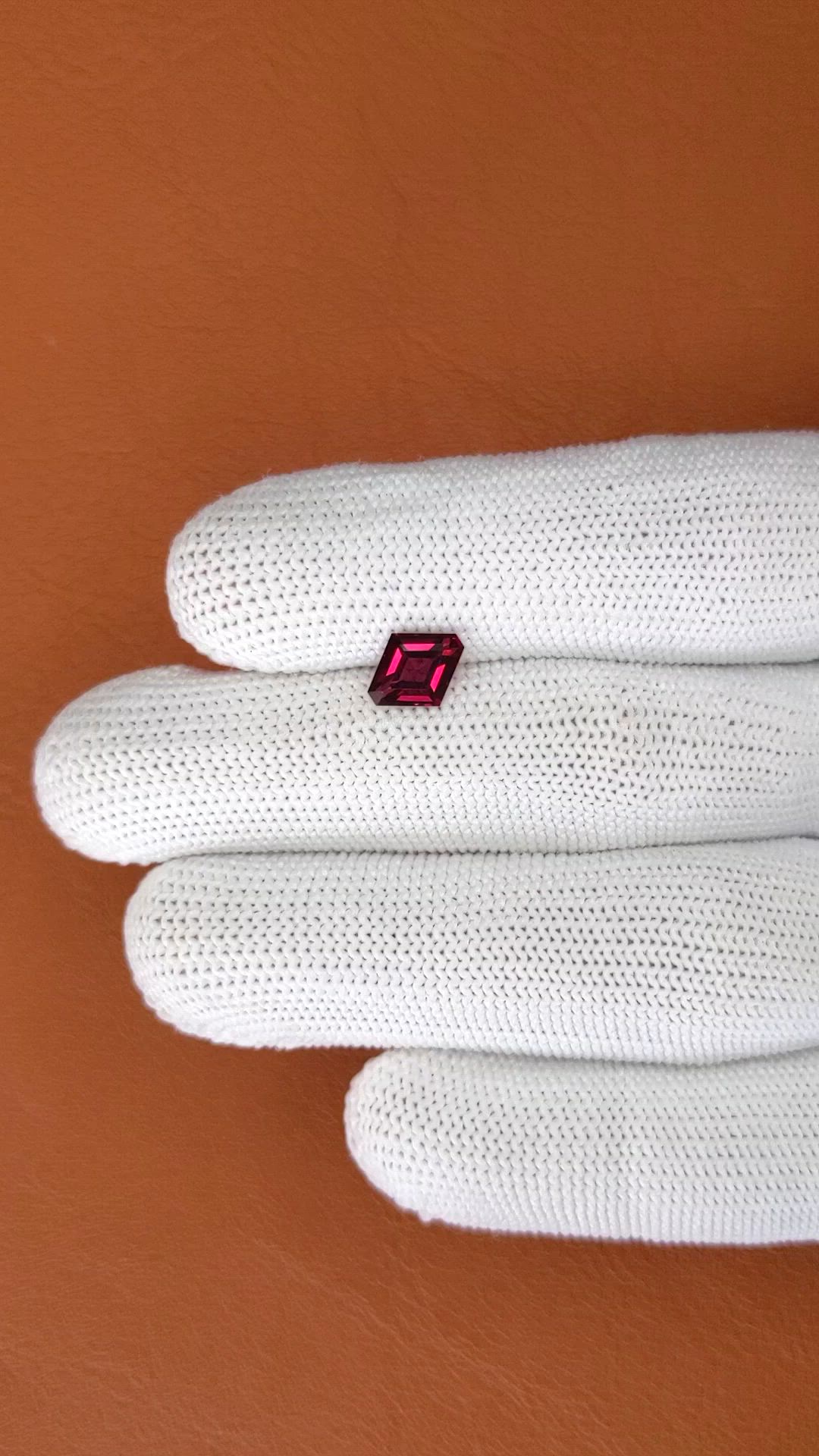 1.45 Ct. Red Rhodolite Garnet from Ceylon (Sri Lanka) Size Video