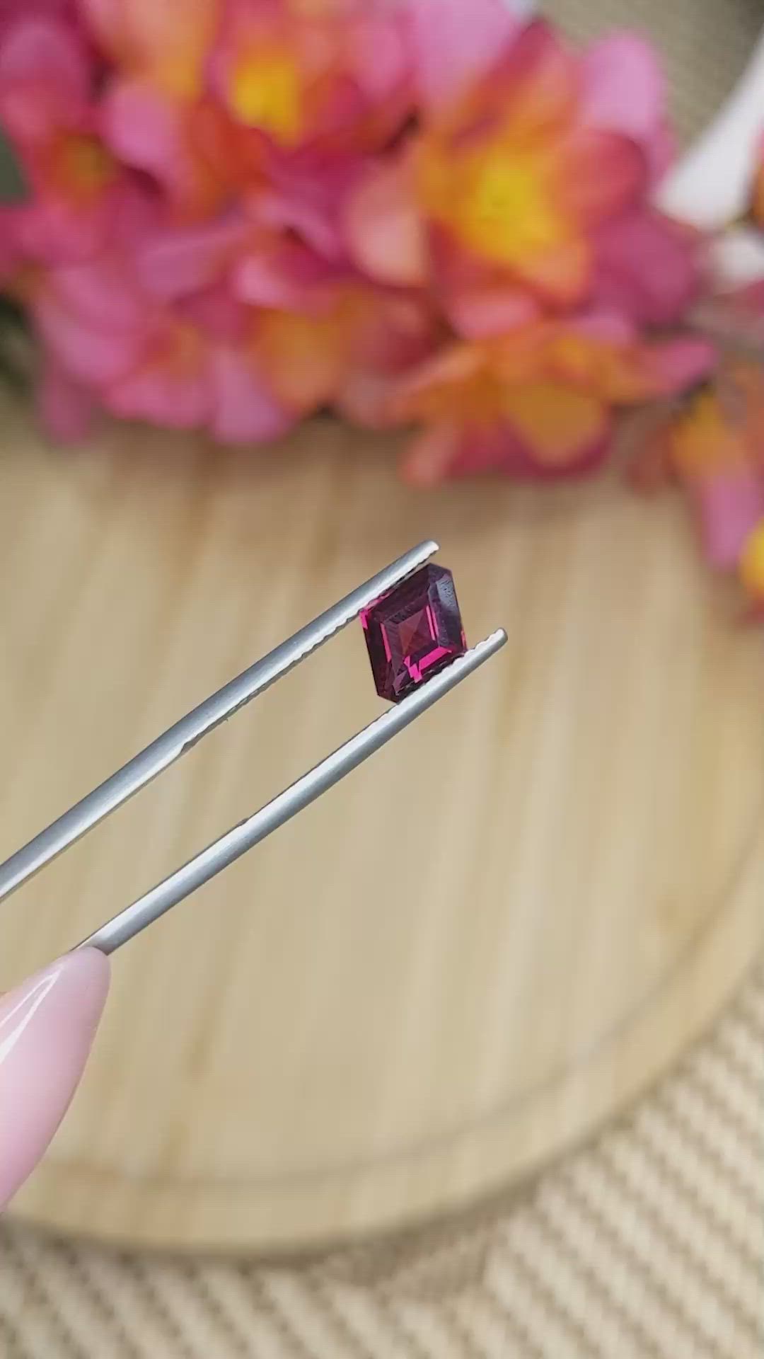1.45 Ct. Red Rhodolite Garnet from Ceylon (Sri Lanka) Size Video