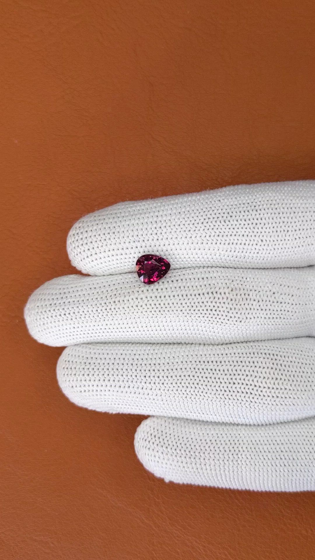 1.82 Ct. Purplish Red Rhodolite Garnet from Ceylon (Sri Lanka) Size Video