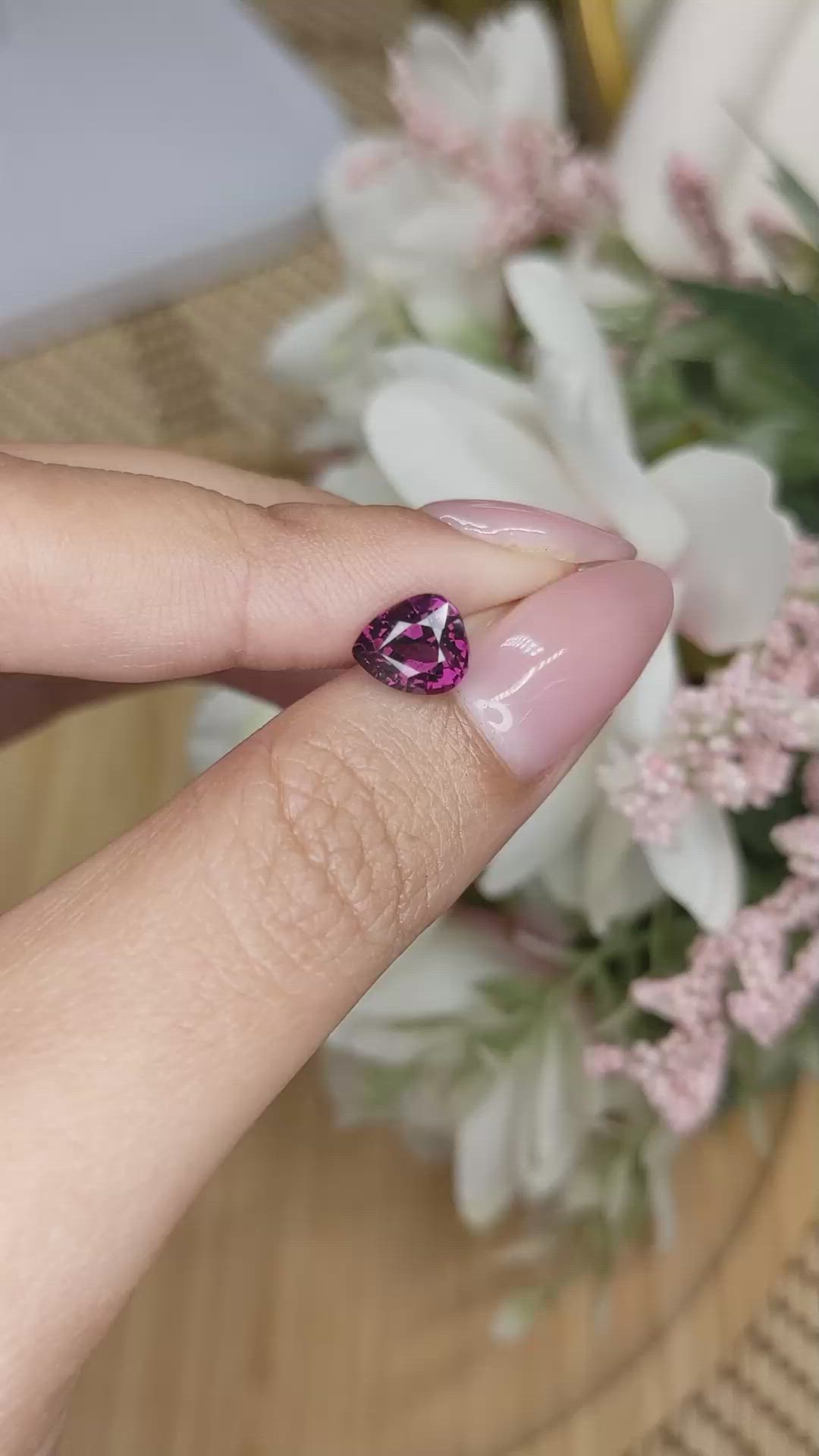 1.82 Ct. Purplish Red Rhodolite Garnet from Ceylon (Sri Lanka) Size Video