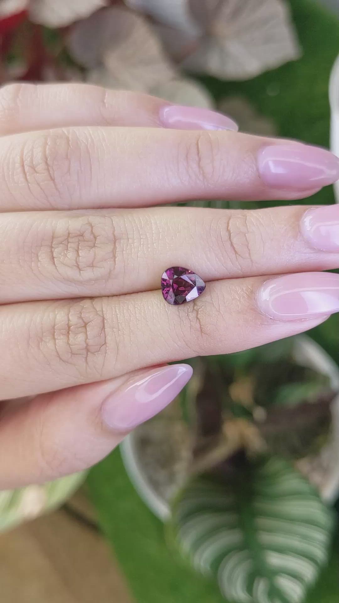 1.82 Ct. Purplish Red Rhodolite Garnet from Ceylon (Sri Lanka) Size Video