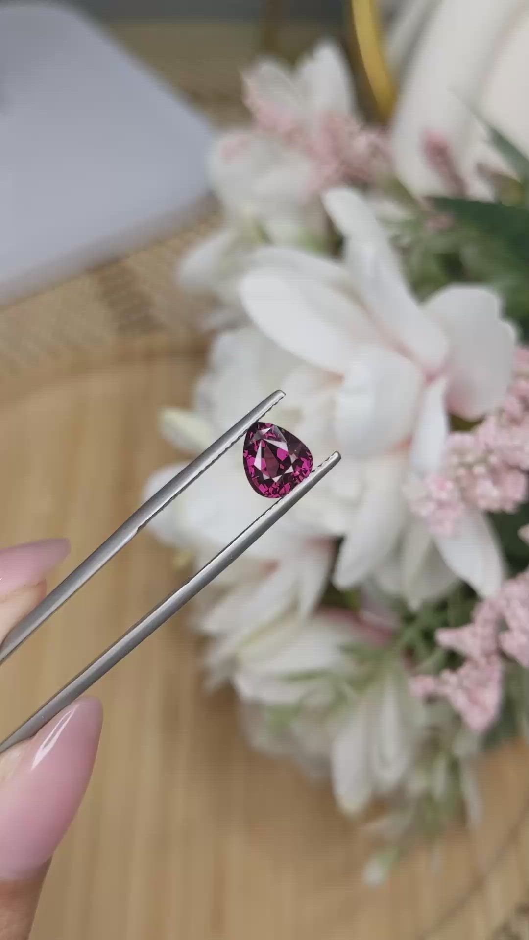 1.82 Ct. Purplish Red Rhodolite Garnet from Ceylon (Sri Lanka) Size Video
